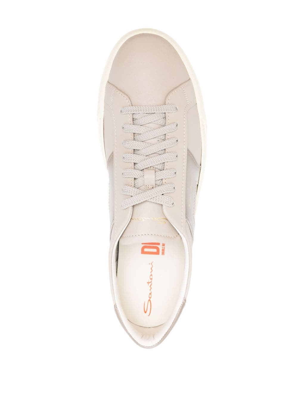 panelled leather sneakers - 4