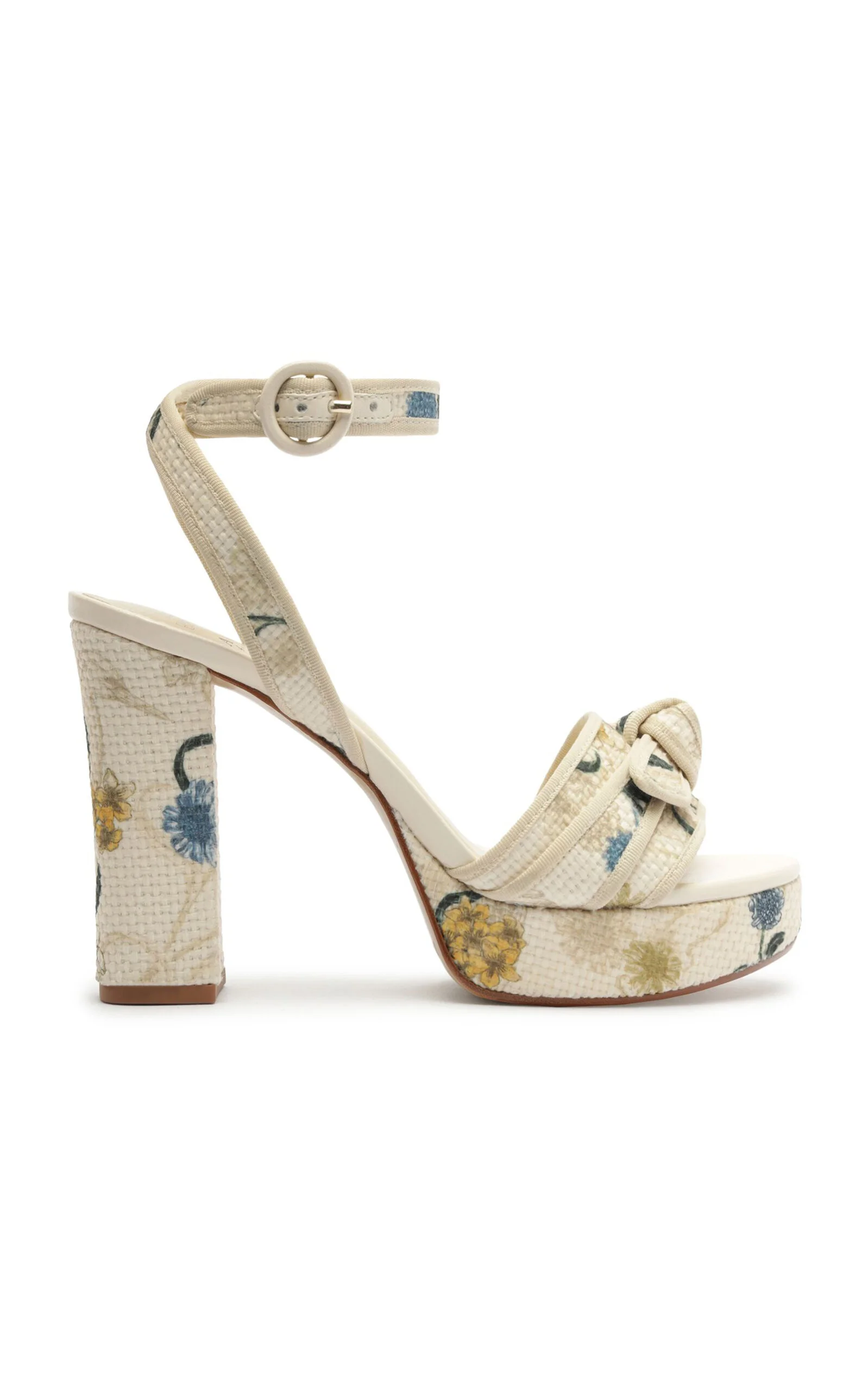 Grossgrain Raffia Platform Sandals white - 1