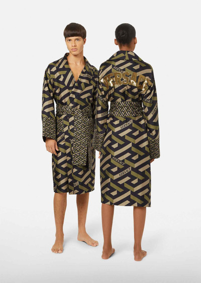 VERSACE La Greca embroidered silk bathrobe outlook