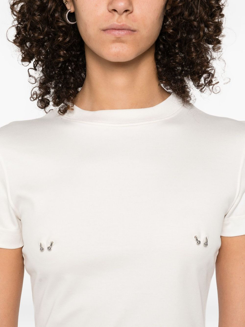 piercing-detail cotton T-shirt - 5