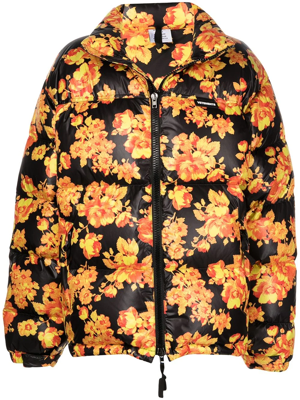 floral-print puffer jacket - 1