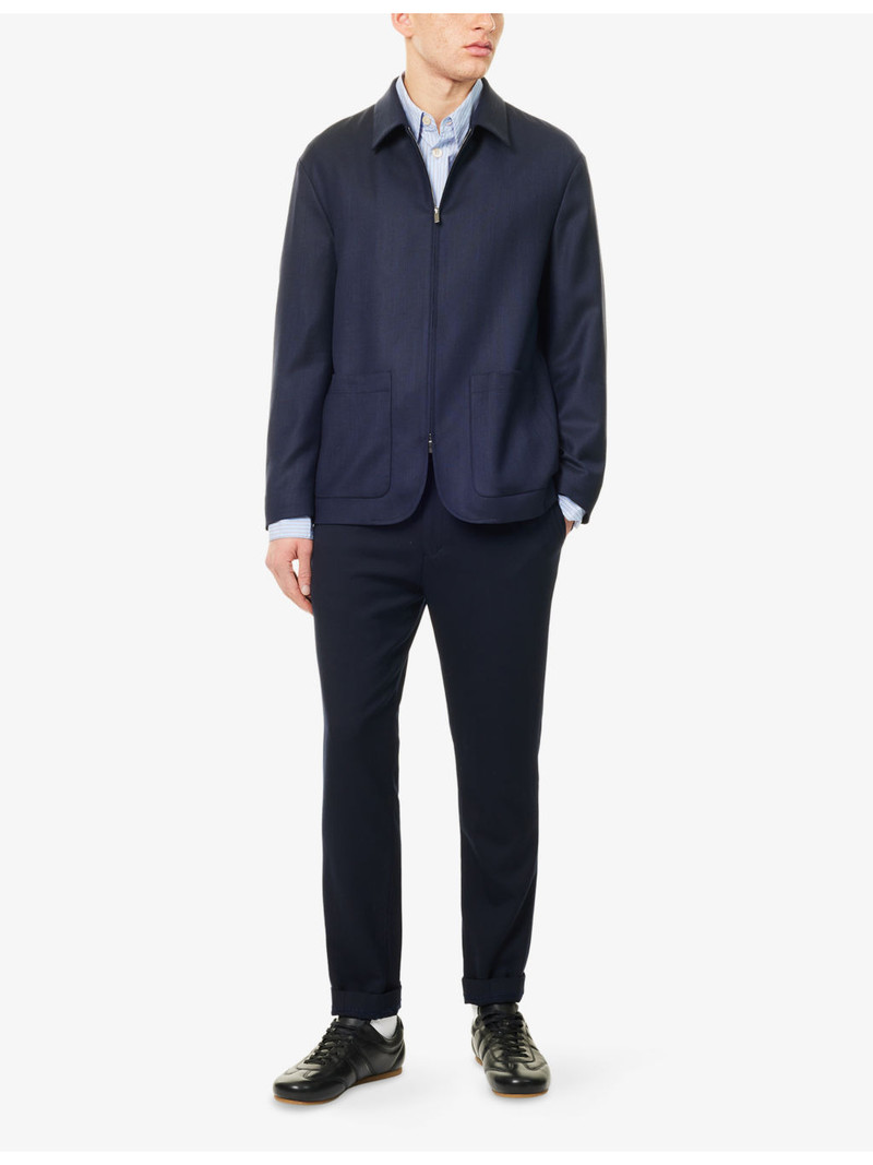 GIORGIO ARMANI Collared Long-Sleeve Wool-Blend Jacket outlook