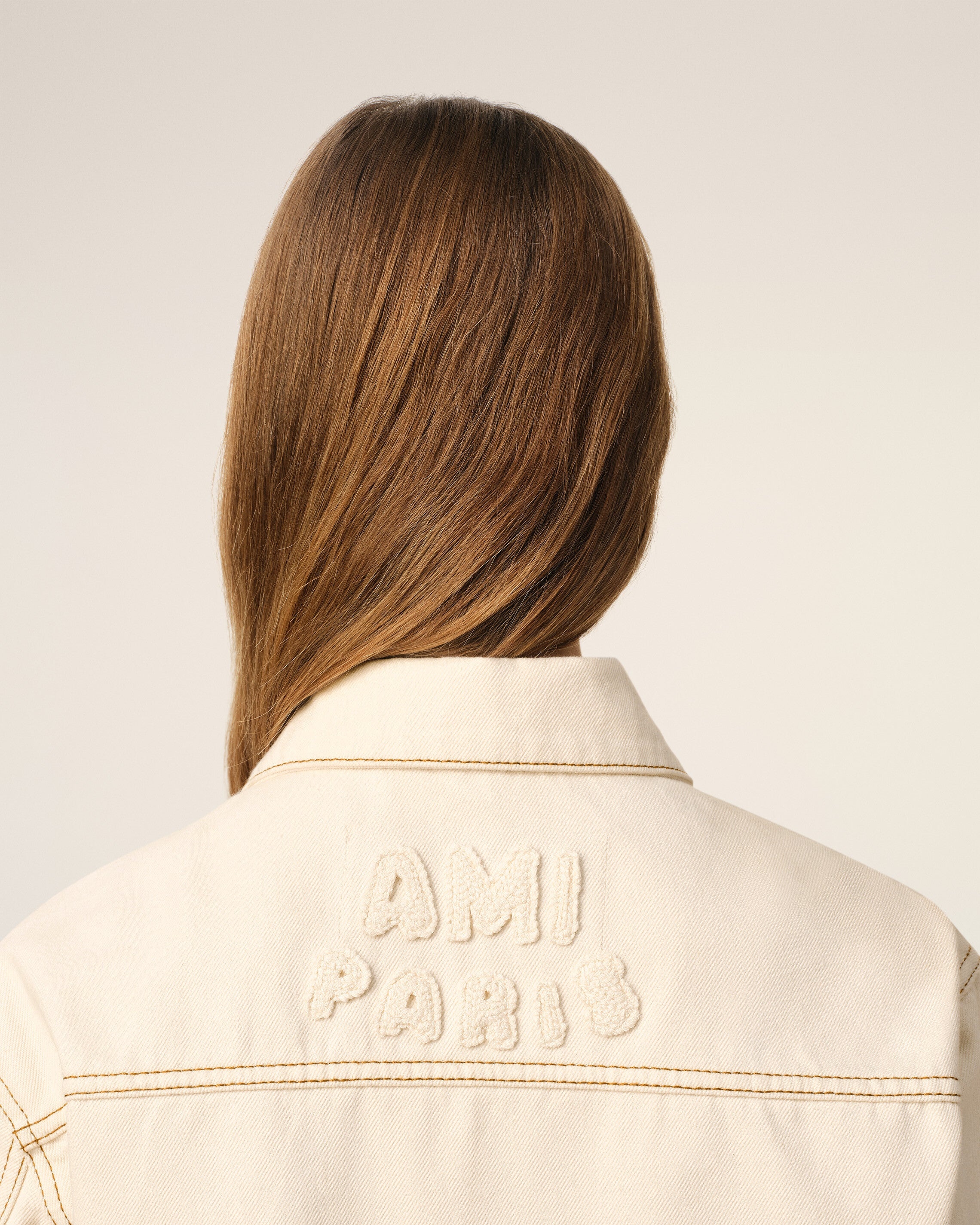 BEIGE COTTON AMI PARIS TRUCKER JACKET - 4