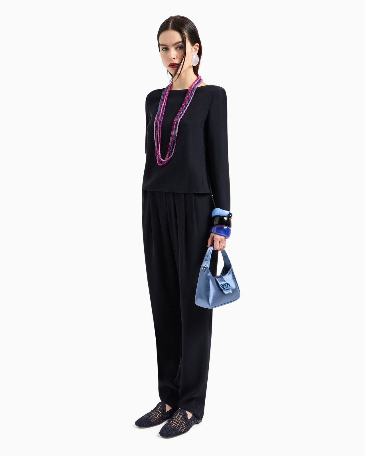Darted, high-waisted trousers in techno cady - 4