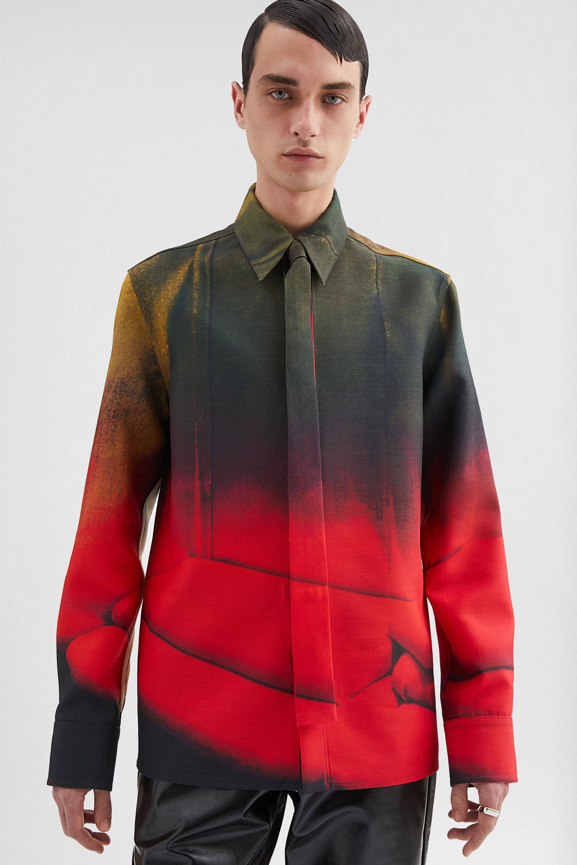 Wool Blend Shirt with Tie - 6