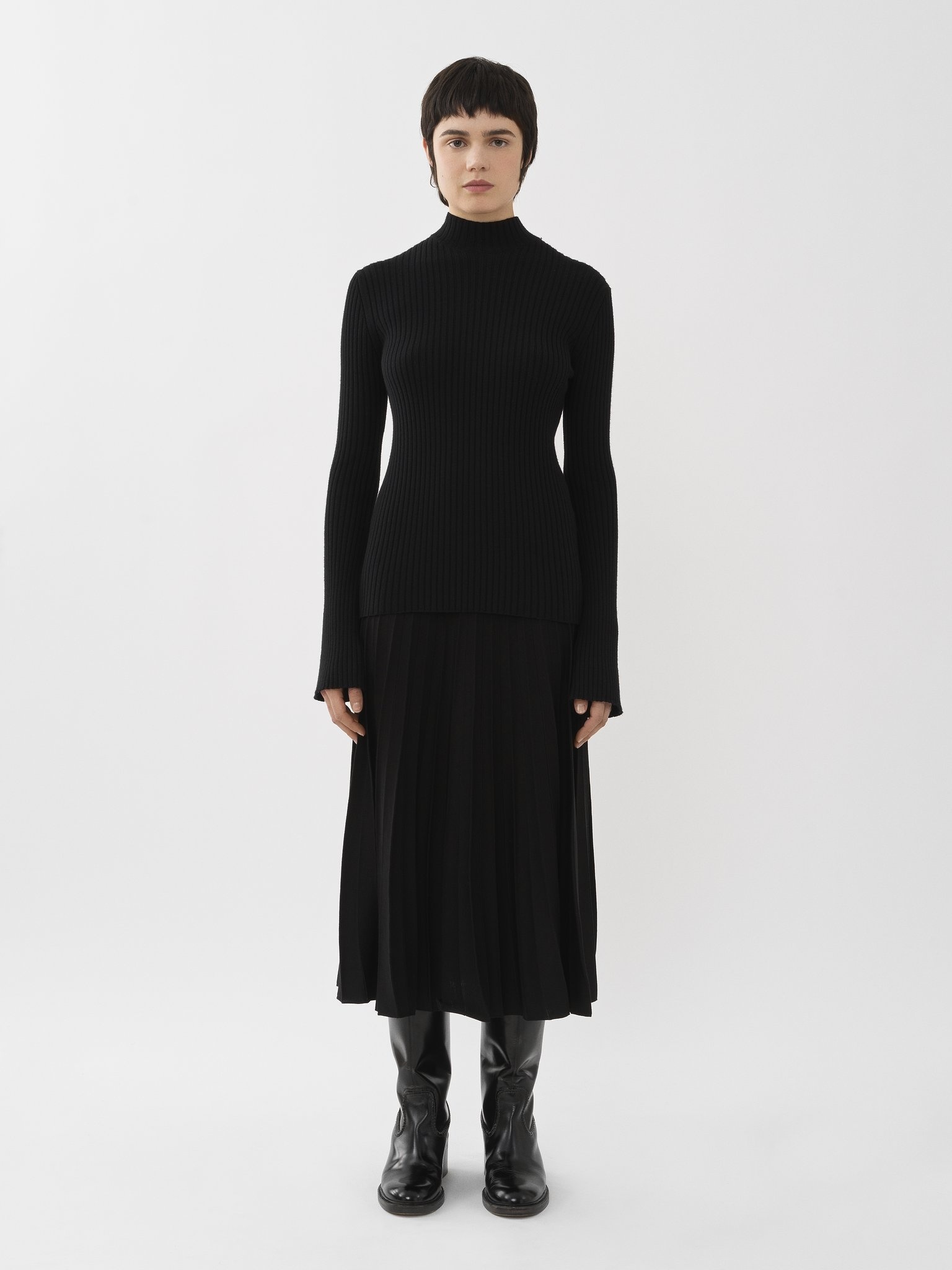FITTED MOCK-NECK SWEATER - 4