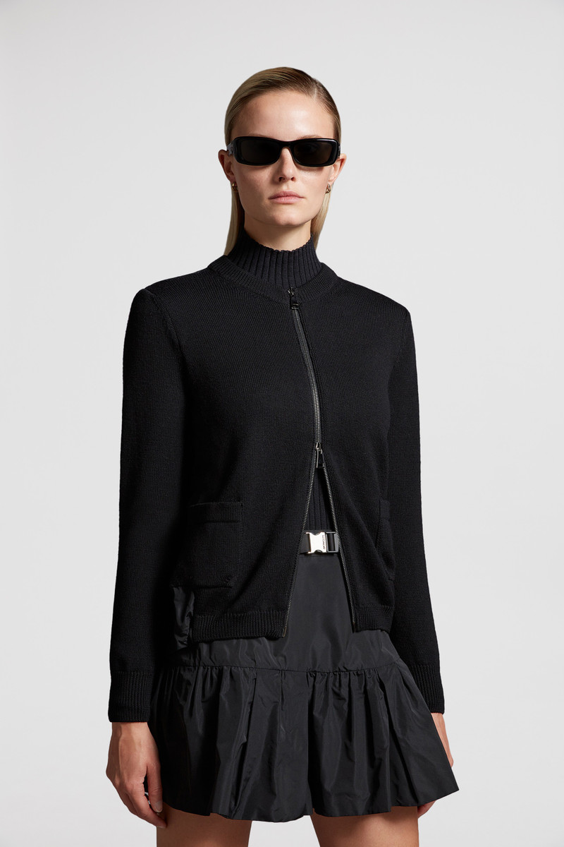 Moncler Wool & Taffeta Zip-Up Cardigan outlook