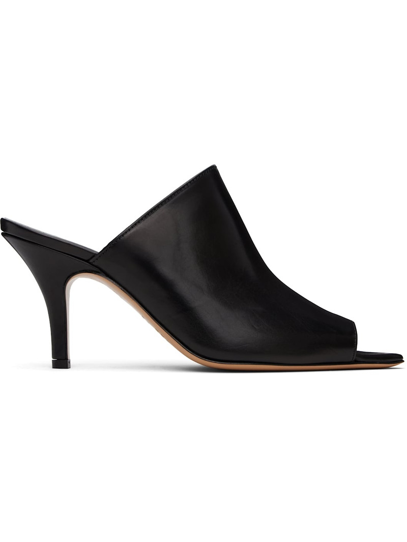 Black Oil Sandal Mules 1
