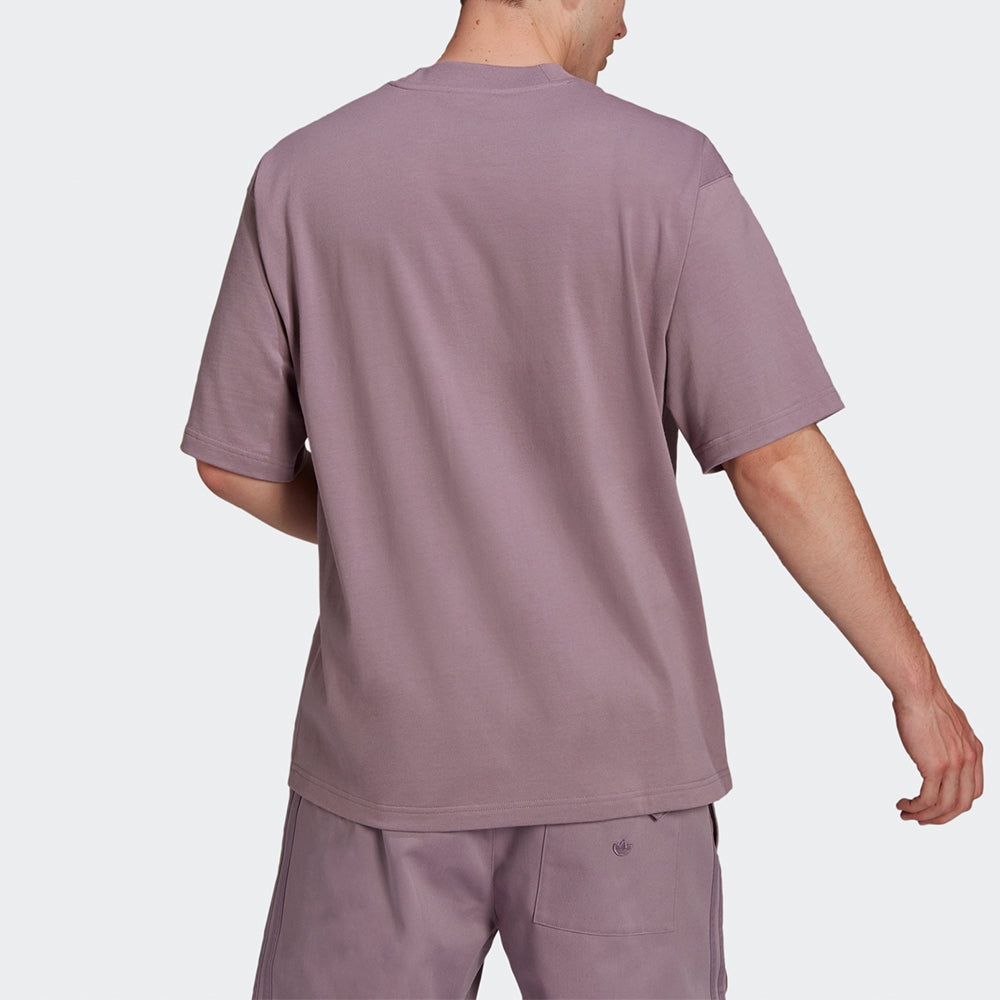 Men's adidas originals C Tee Solid Color Small Label Loose Sports Short Sleeve Light Purple T-Shirt  - 3