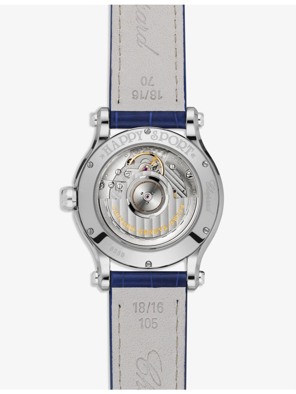 278559-3011 Happy Sport stainless-steel, 0.09ct diamond and alligator-embossed leather automatic wat - 2