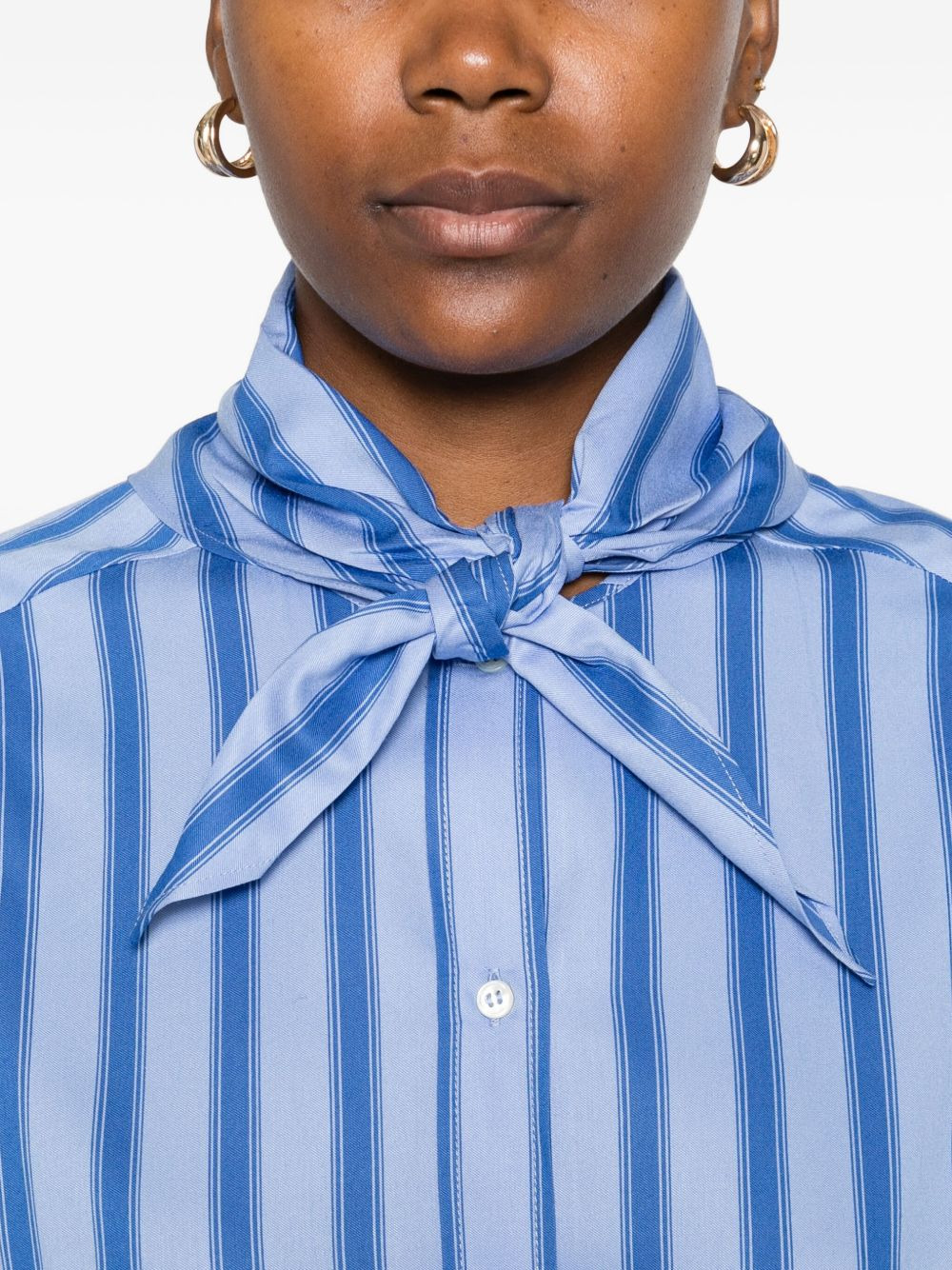 embroidered-logo stripe-pattern shirt - 5