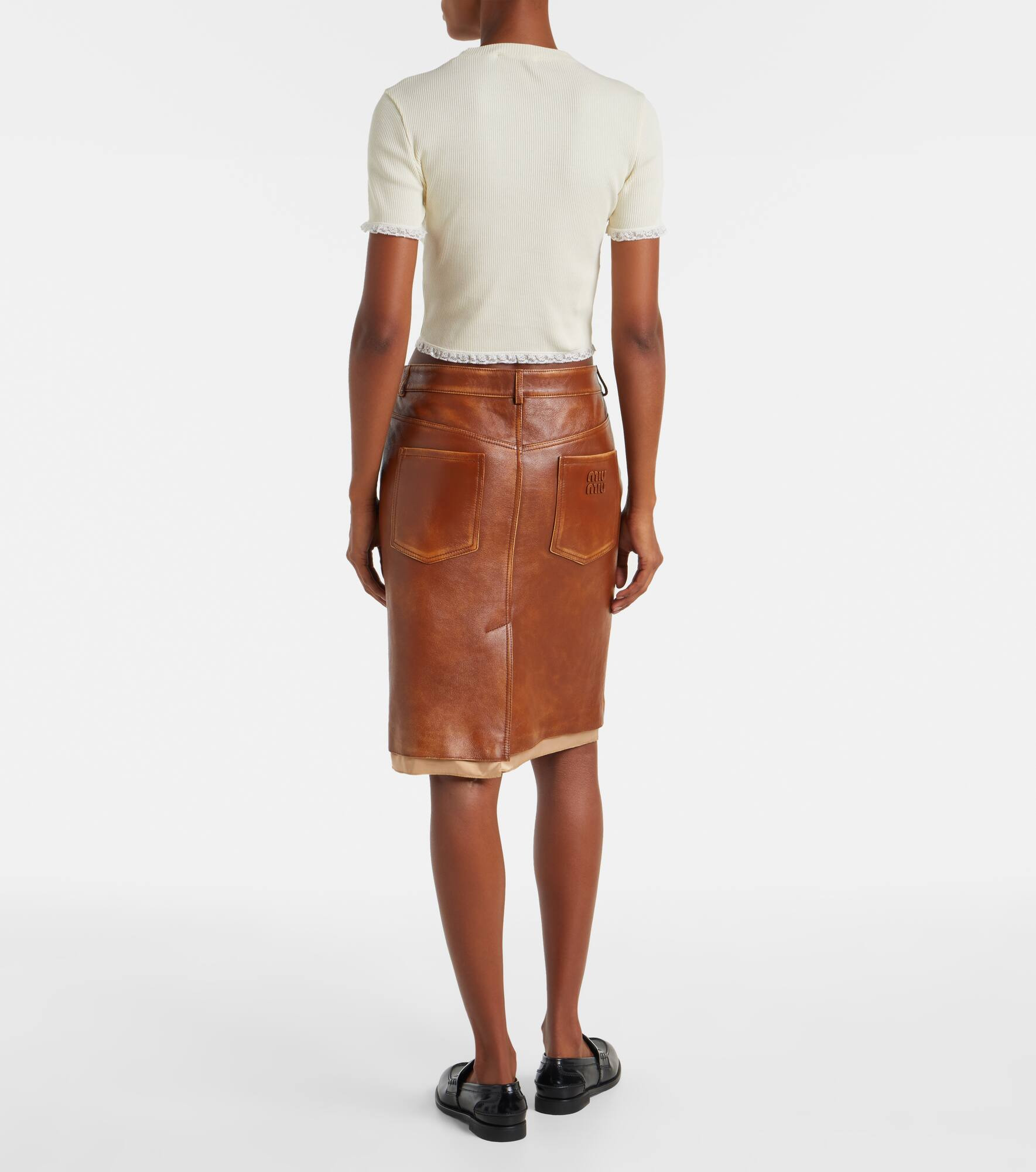 Leather midi skirt - 3