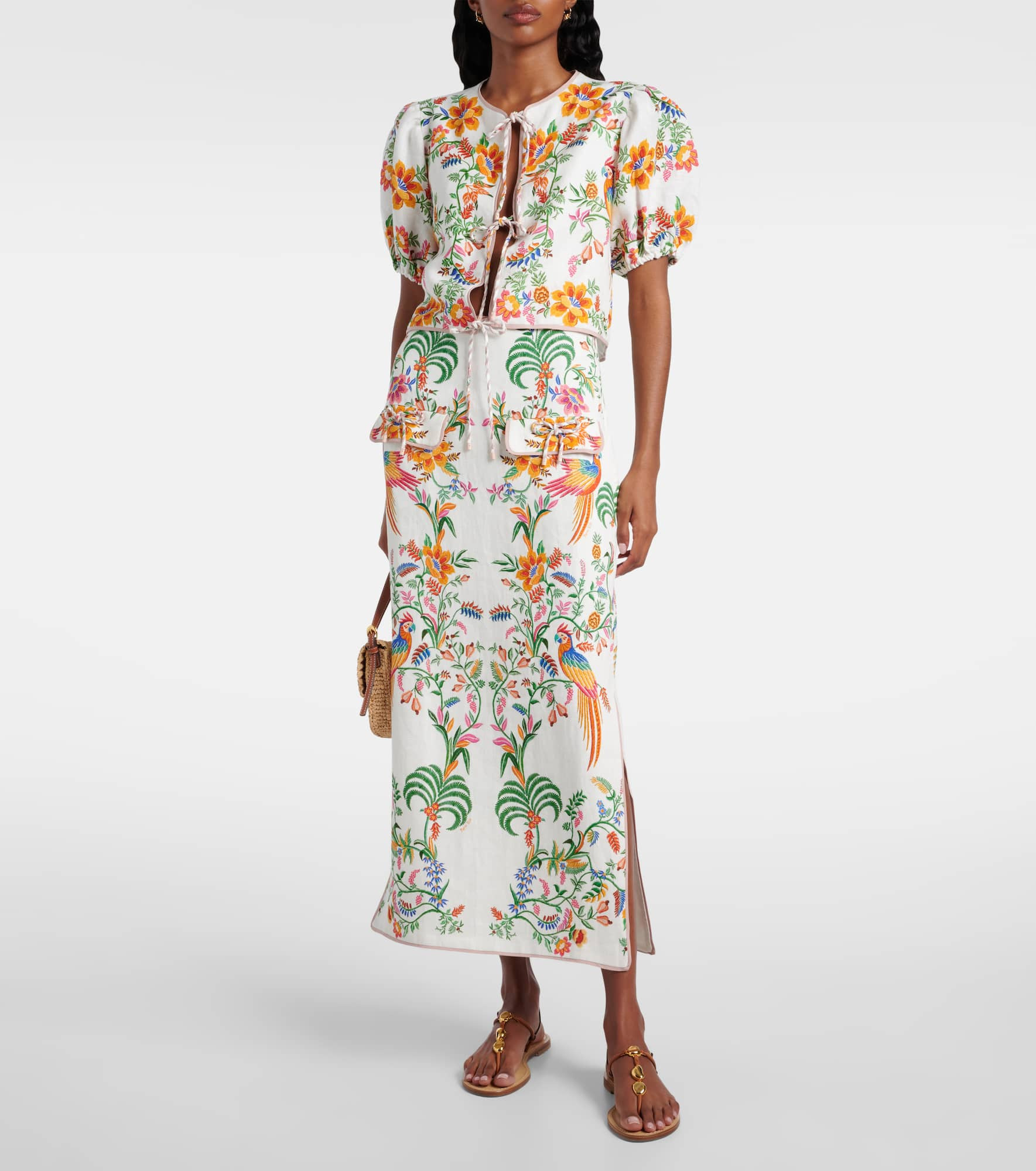 Printed linen midi skirt - 2