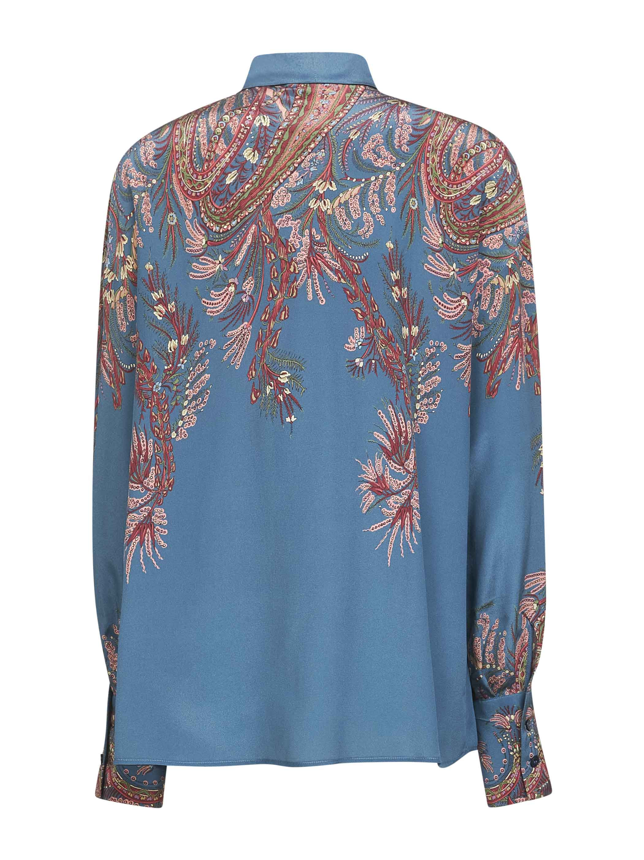 Light blue printed crêpe de Chine silk blouse - 2