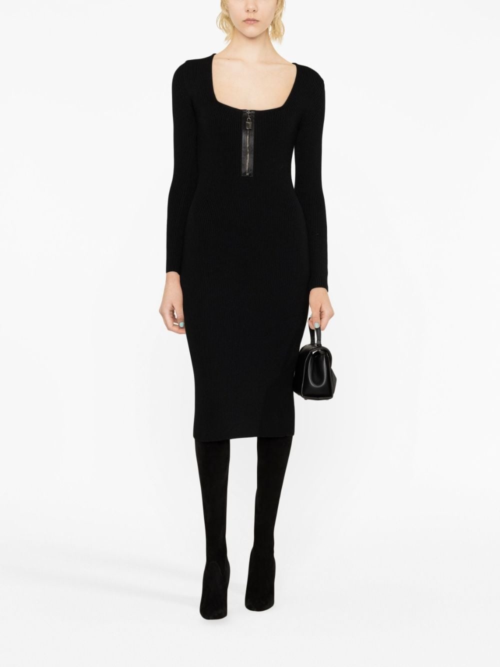 front-zip knitted dress - 2