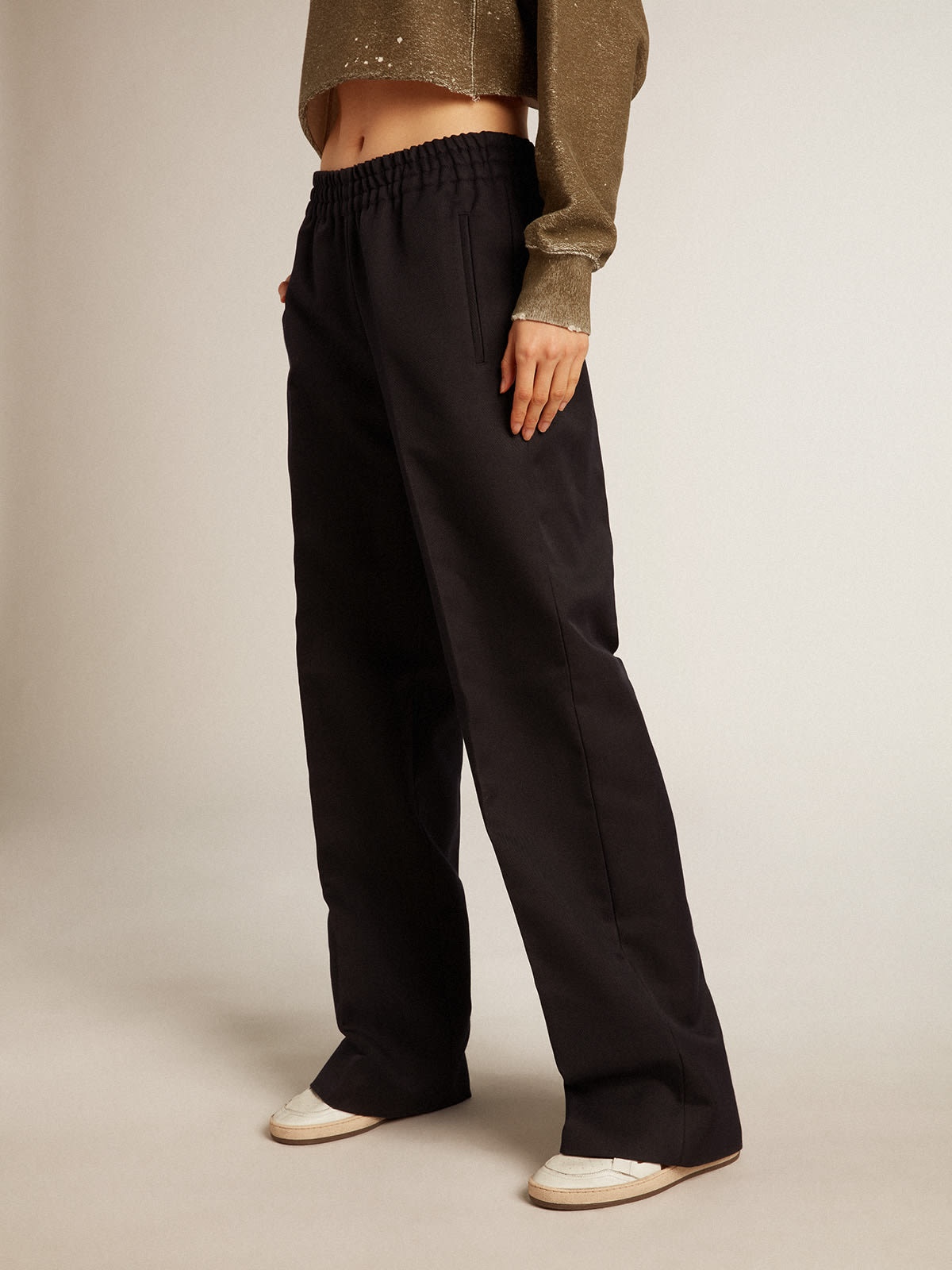 Golden Goose Joggers in dark blue wool gabardine