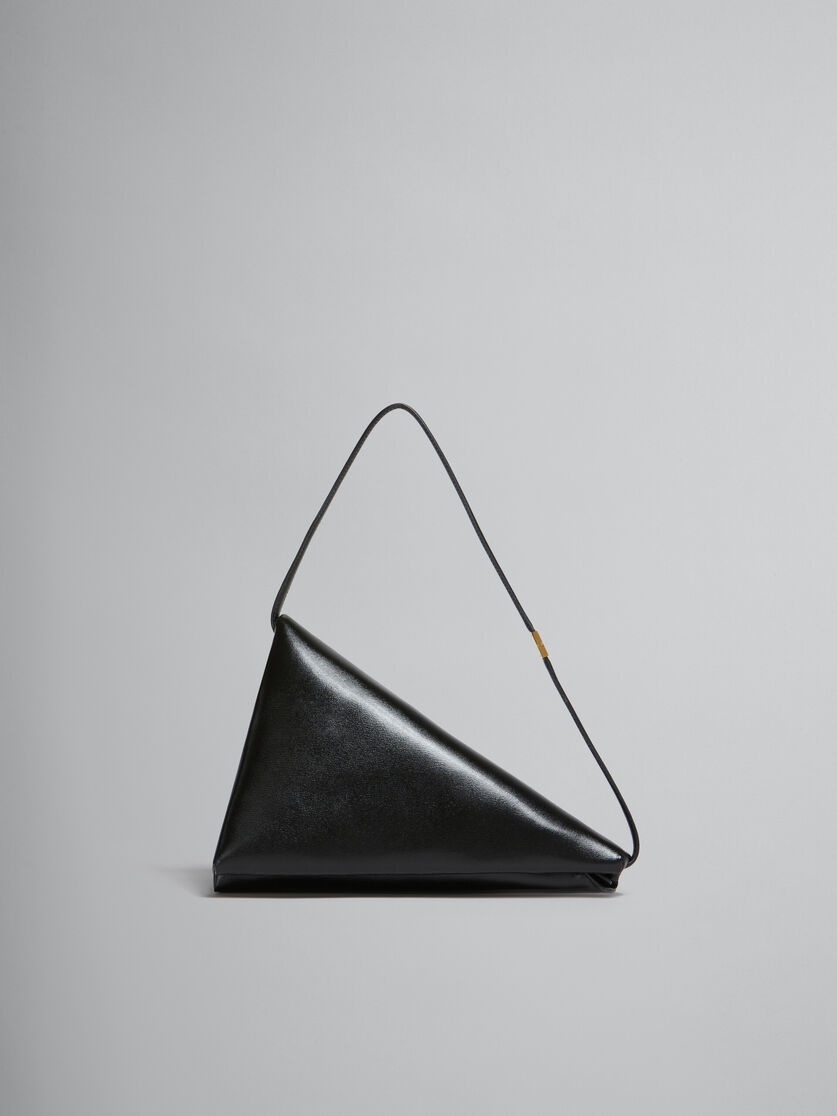 BLACK LEATHER PRISMA TRIANGLE BAG - 1