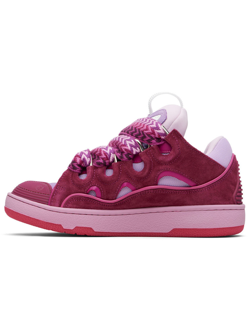 Lanvin Pink & Purple Curb Leather Sneakers outlook