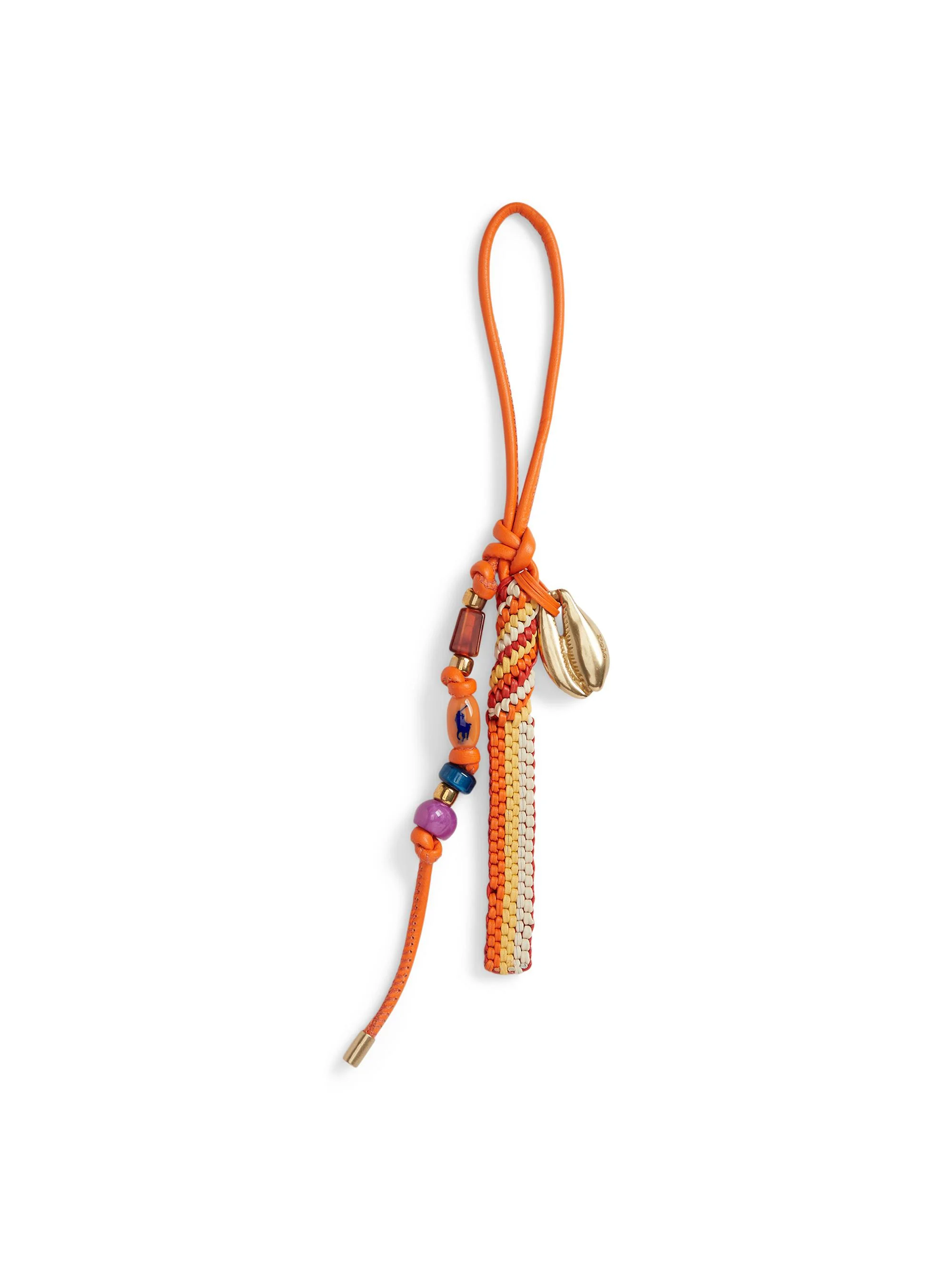 Women's Woven Leather & Bead Bag Charm - 1