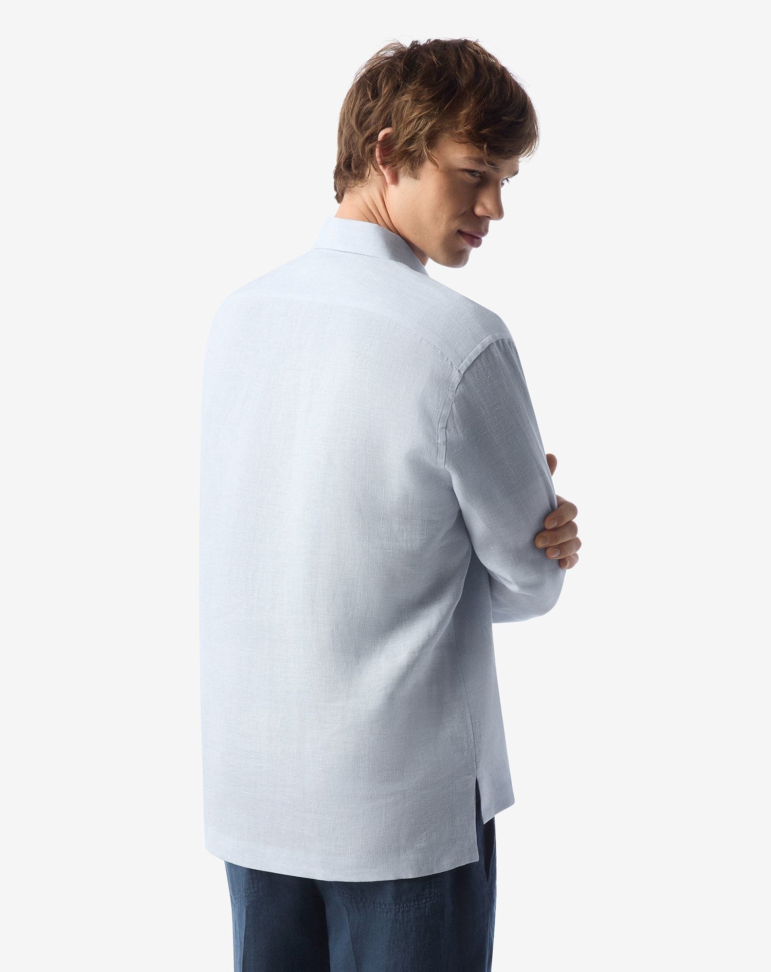 Light blue pure linen shirt - 3