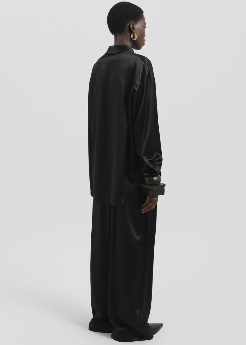 Peri Satin Shirt - Black 5