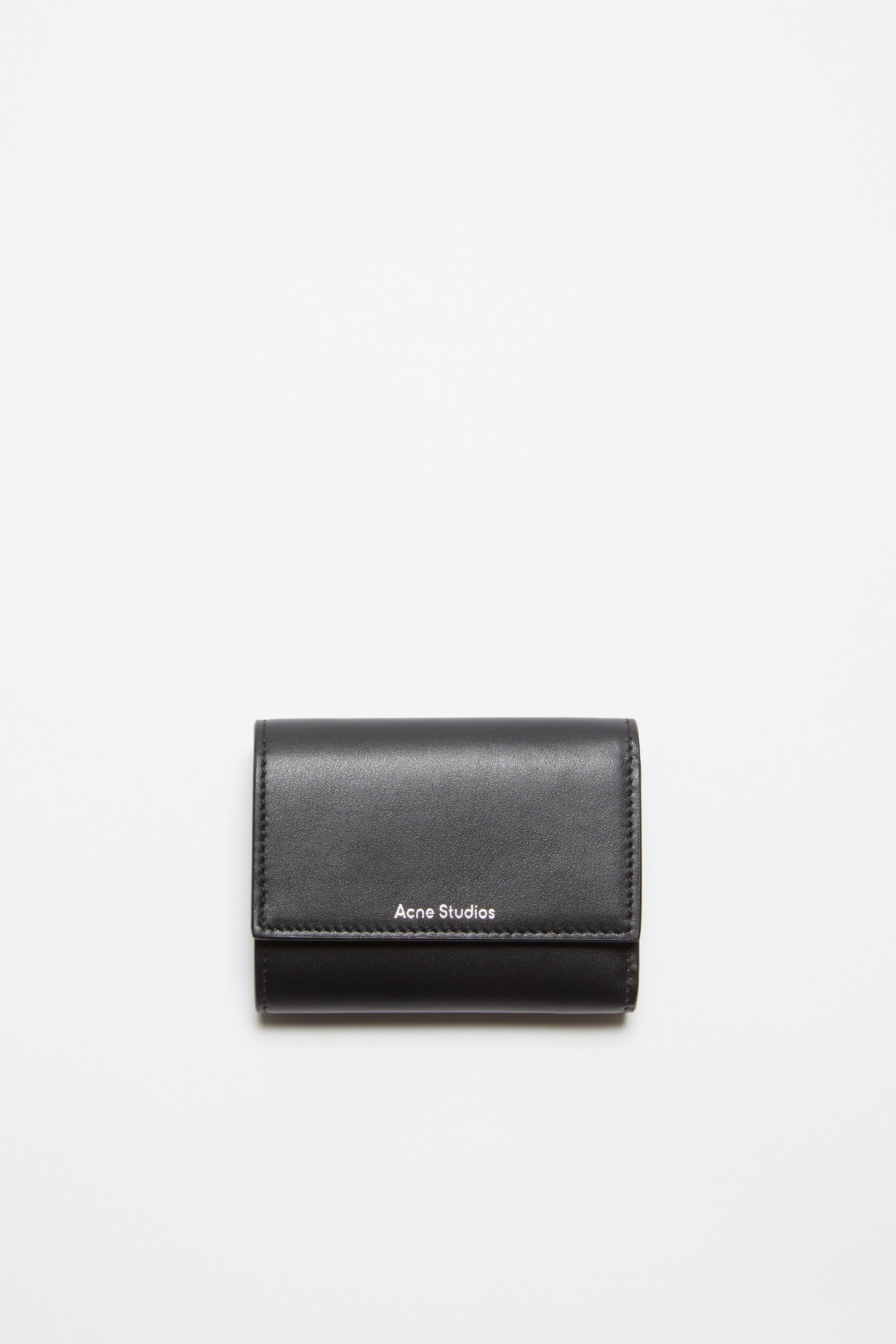 Trifold leather wallet - Black - 1
