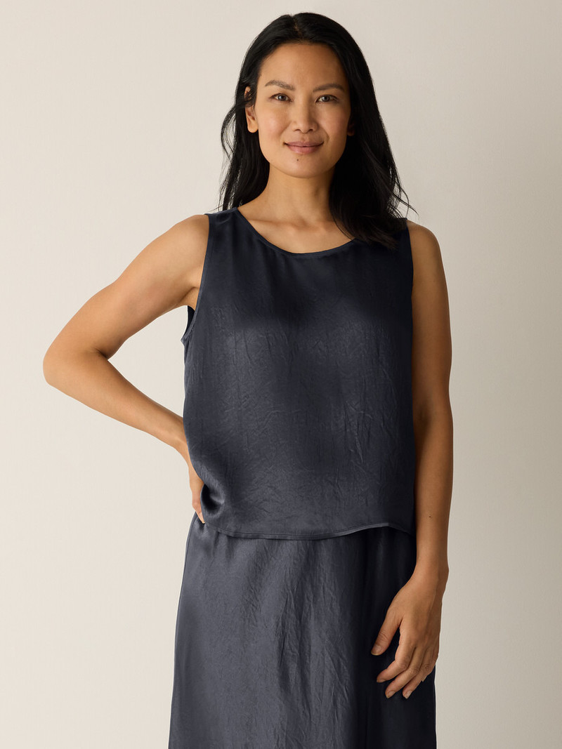 EILEEN FISHER Textured Satin Ballet Neck Tank outlook