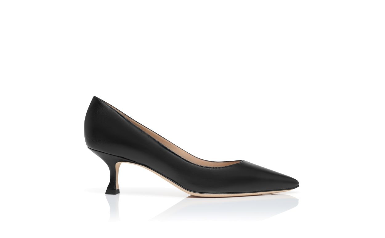 Black Nappa Leather Pointed Toe Pumps - 1