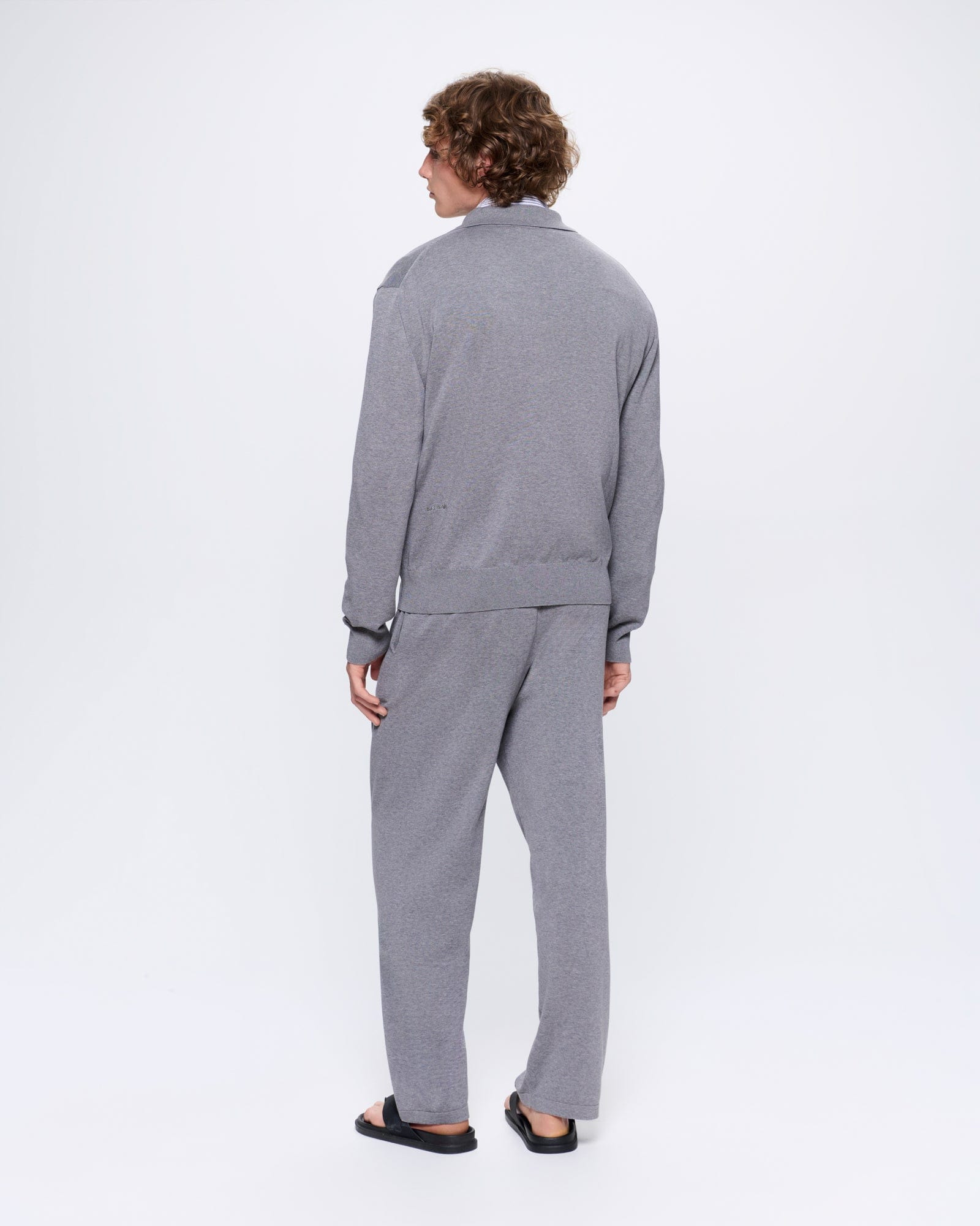 Mens DNA Knitted Straight Leg Track Pants - Grey Marl - 5