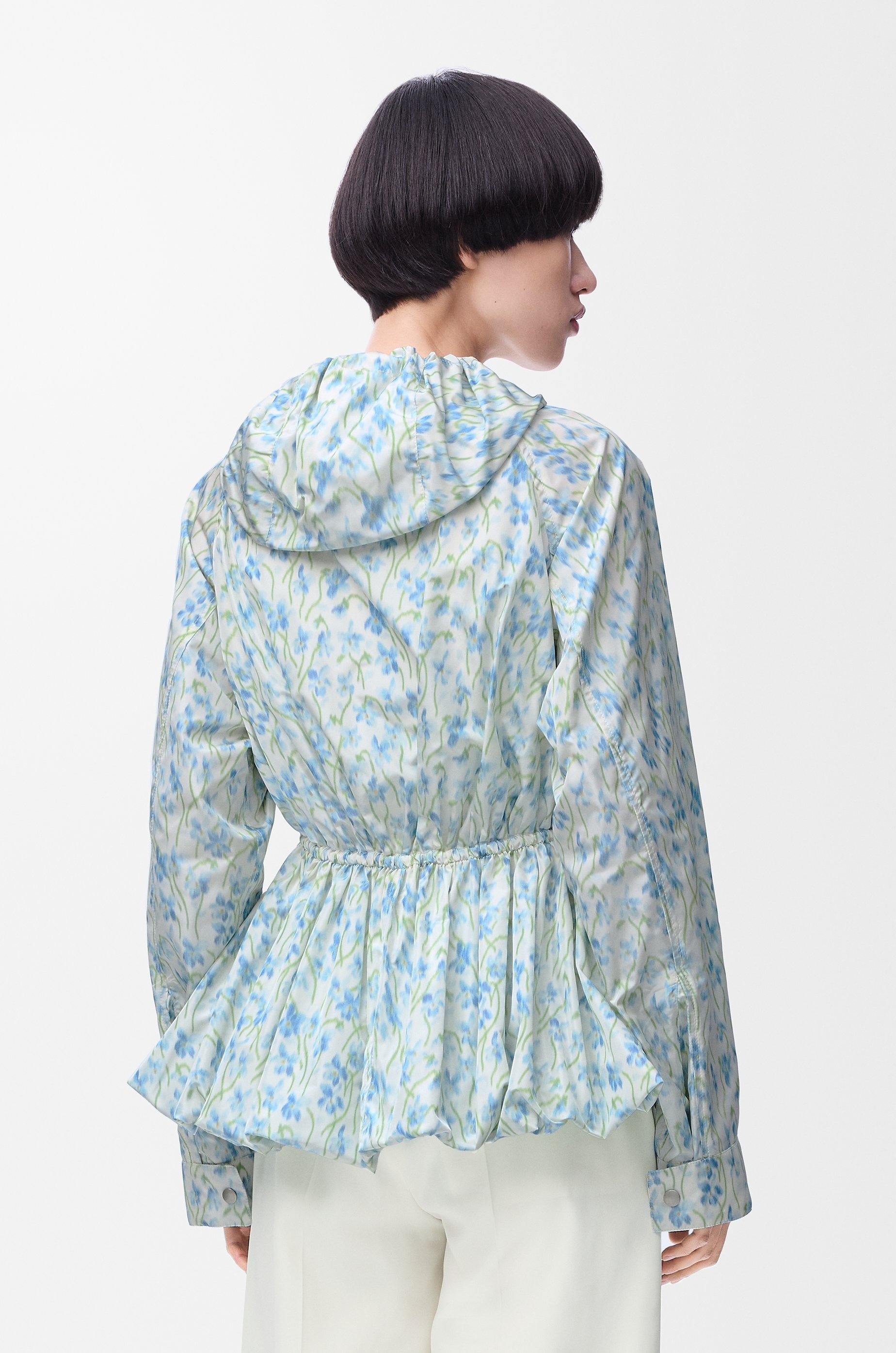Hhooded jacket in silk blend taffeta - 4