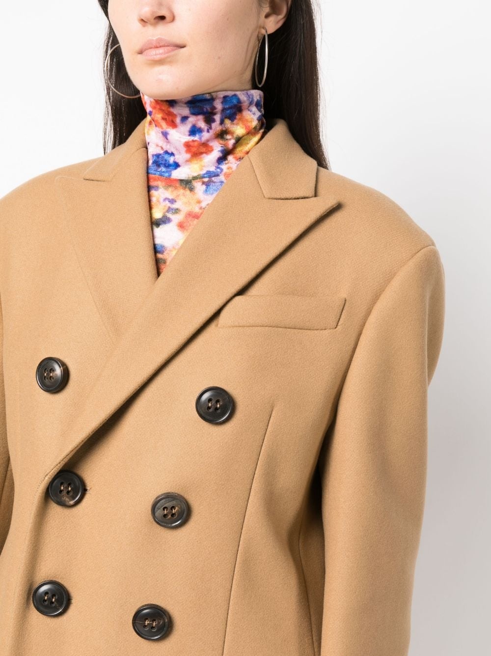 double-breasted long-sleeve trench coat - 5