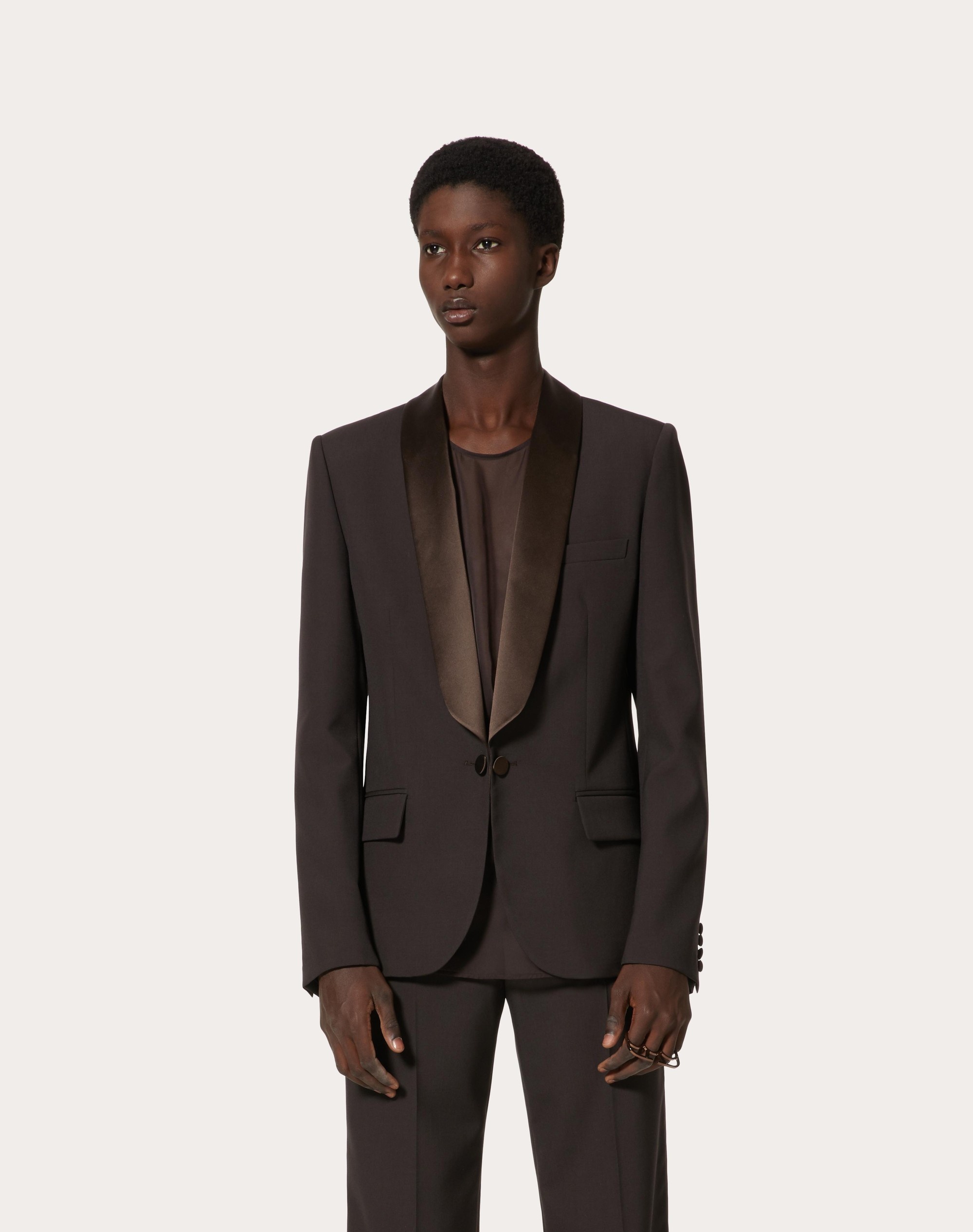 WOOL DINNER JACKET WITH MAISON VALENTINO TAILORING LABEL AND CHIFFON INNER BIB - 3
