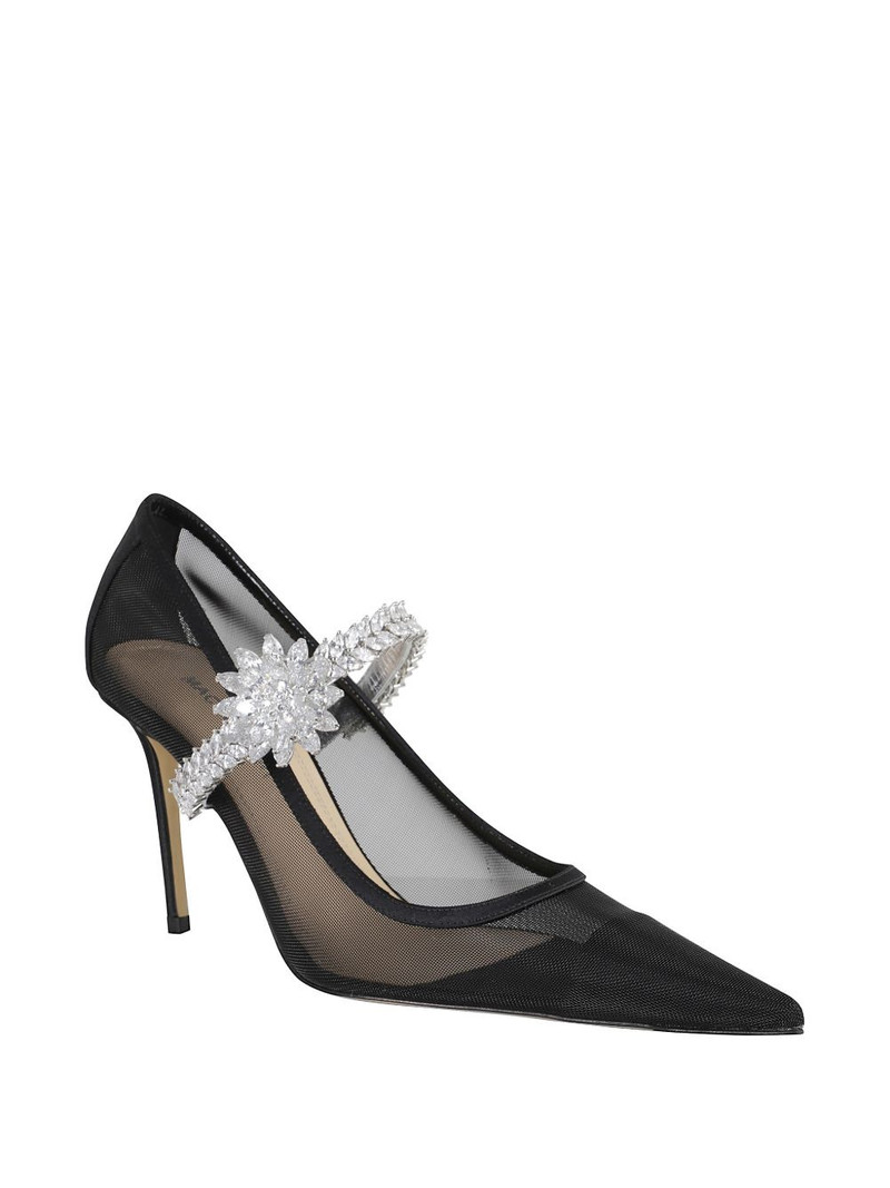 MACH & MACH lotus-flower-jewelled mesh pumps outlook