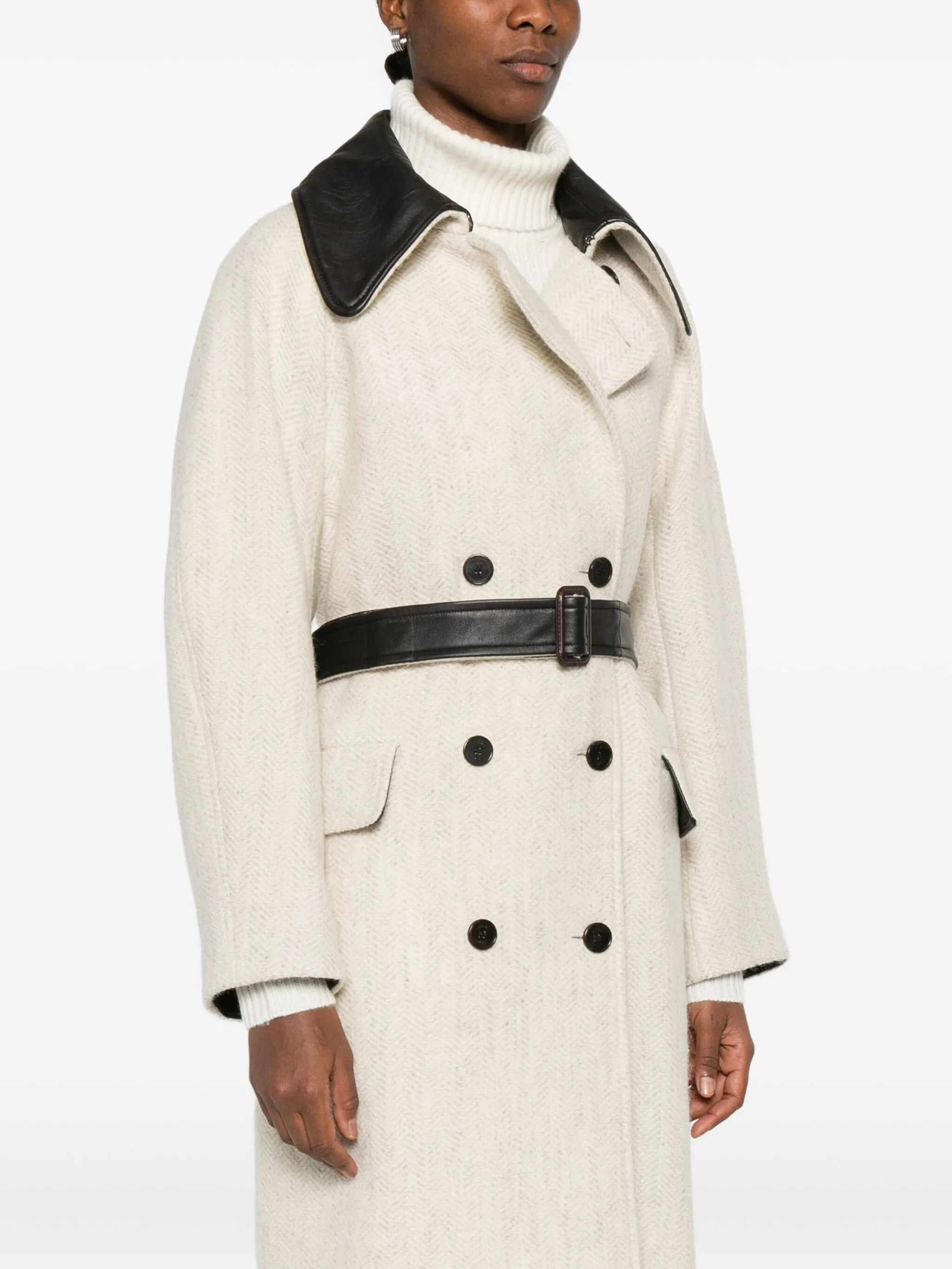 Mark Kenly Domino Tan Cibel Wool Double-breasted Coat - 3