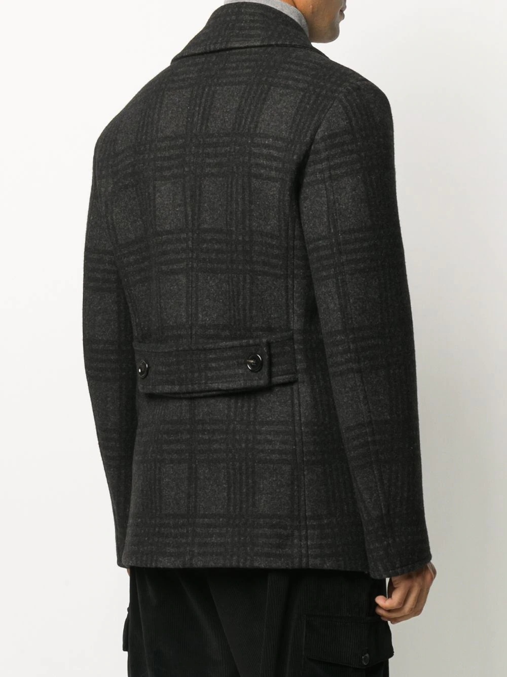 plaid-pattern double-breasted jacket - 4