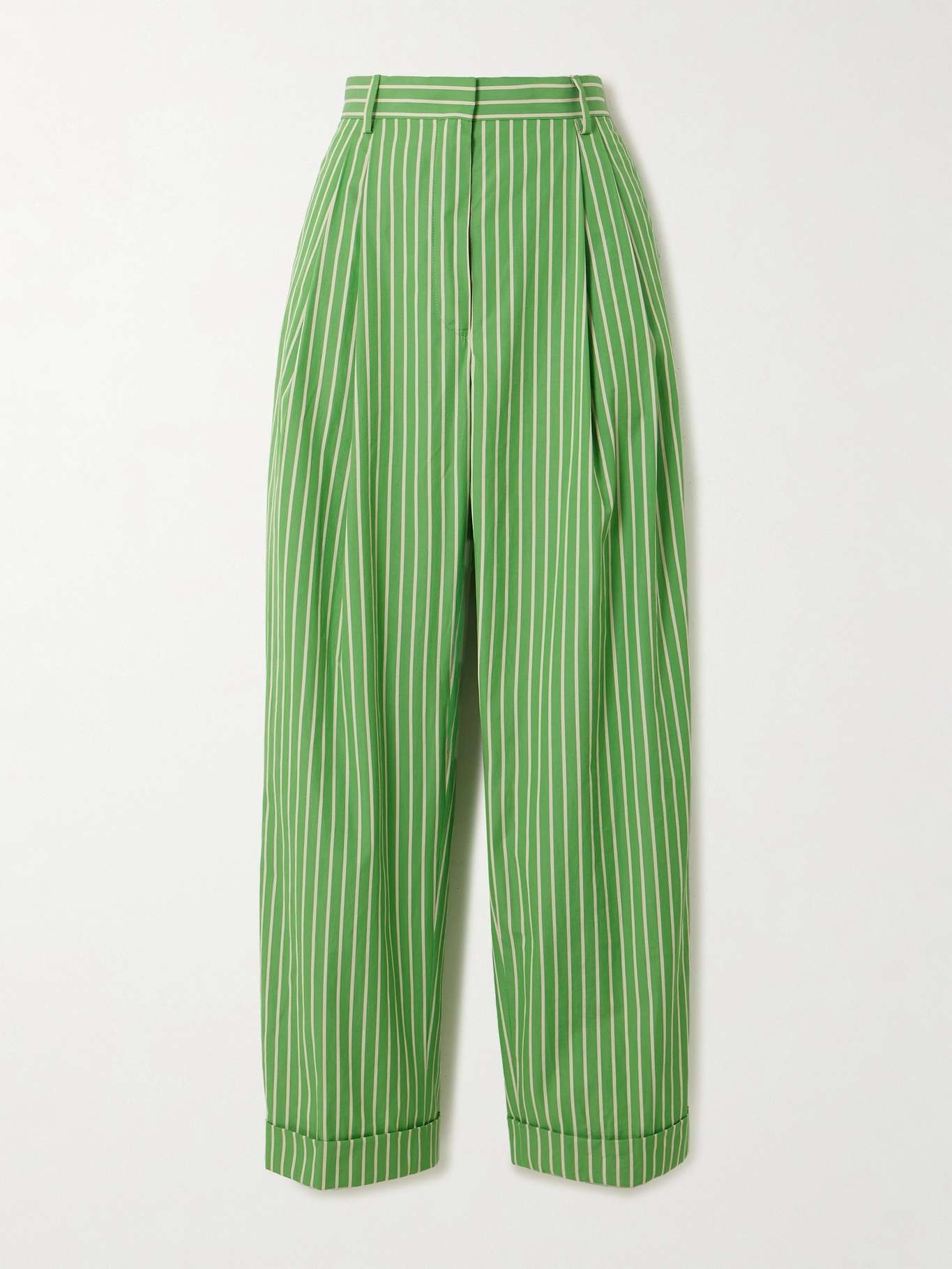 Pinstriped cotton-twill straight-leg pants - 1