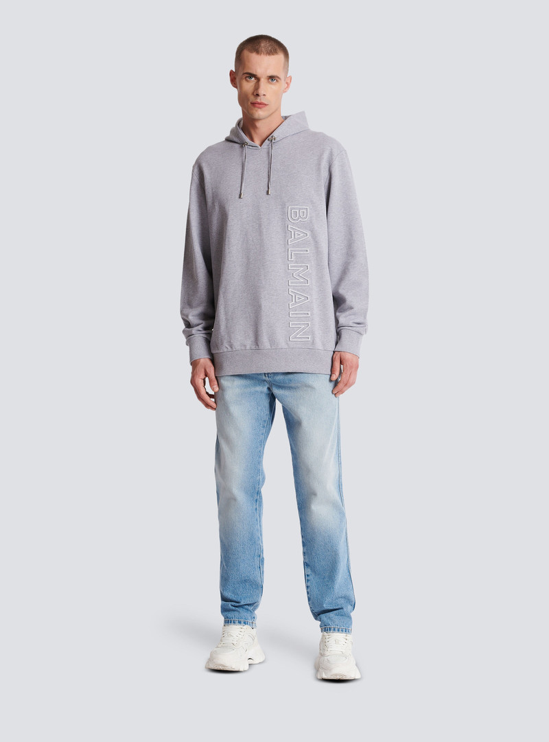 Balmain Hoodie in eco-responsible cotton with reflective Balmain logo outlook
