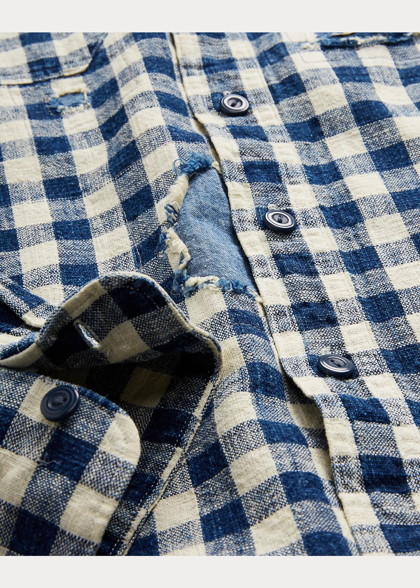 Indigo Checked Linen-Cotton Workshirt - 6