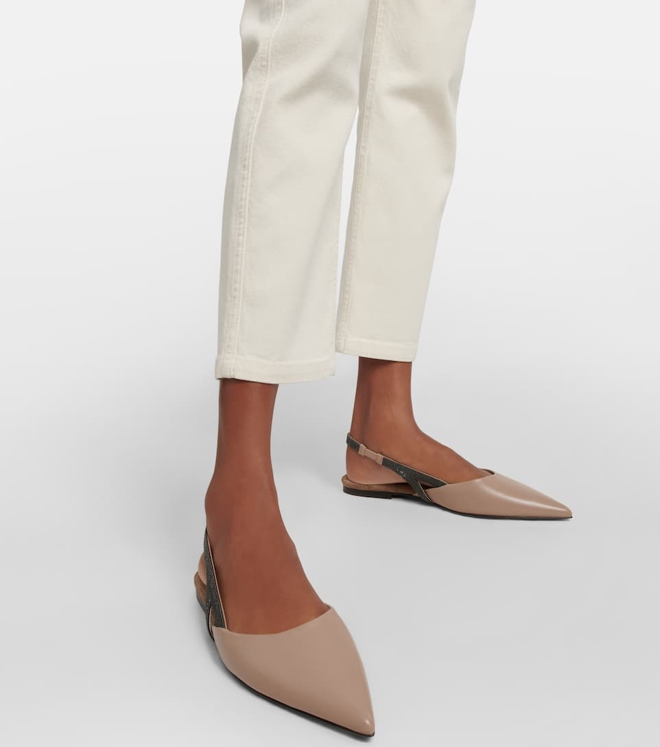 Embellished leather slingback flats - 4