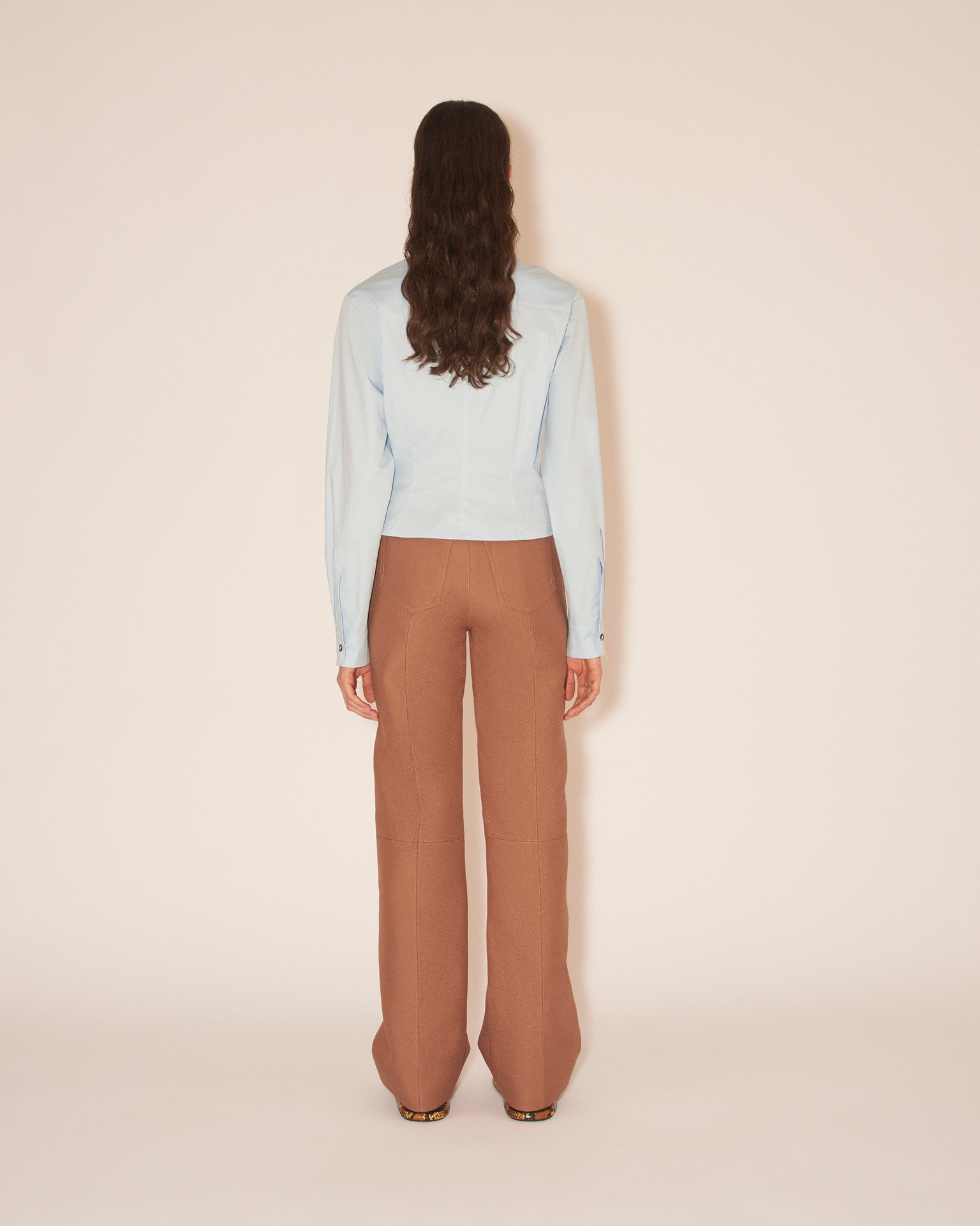 ZELDA - Straight leg double suiting cargo style trousers - Brown - 5