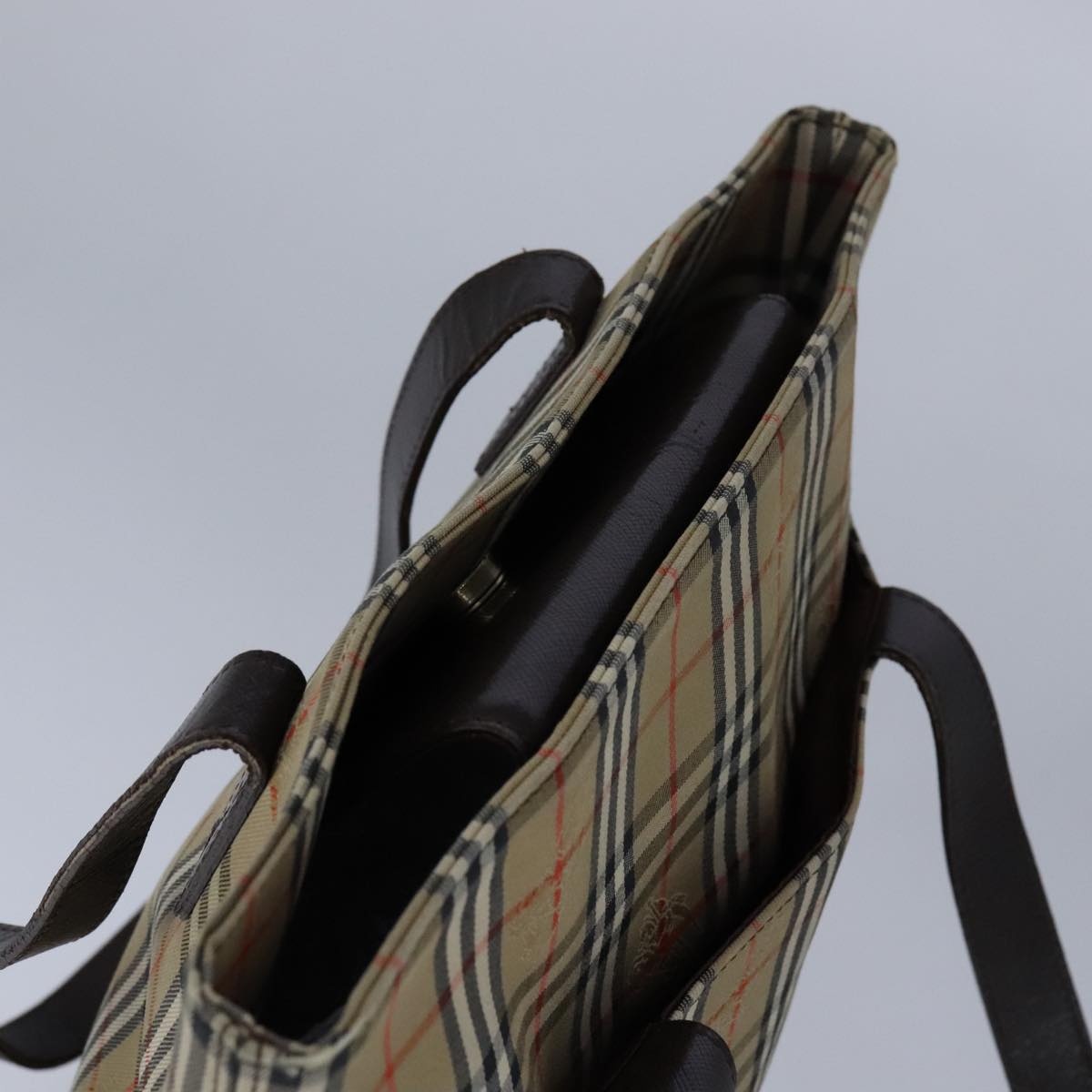 Burberry Nova Check Tote Bag Canvas Leather Beige - 6