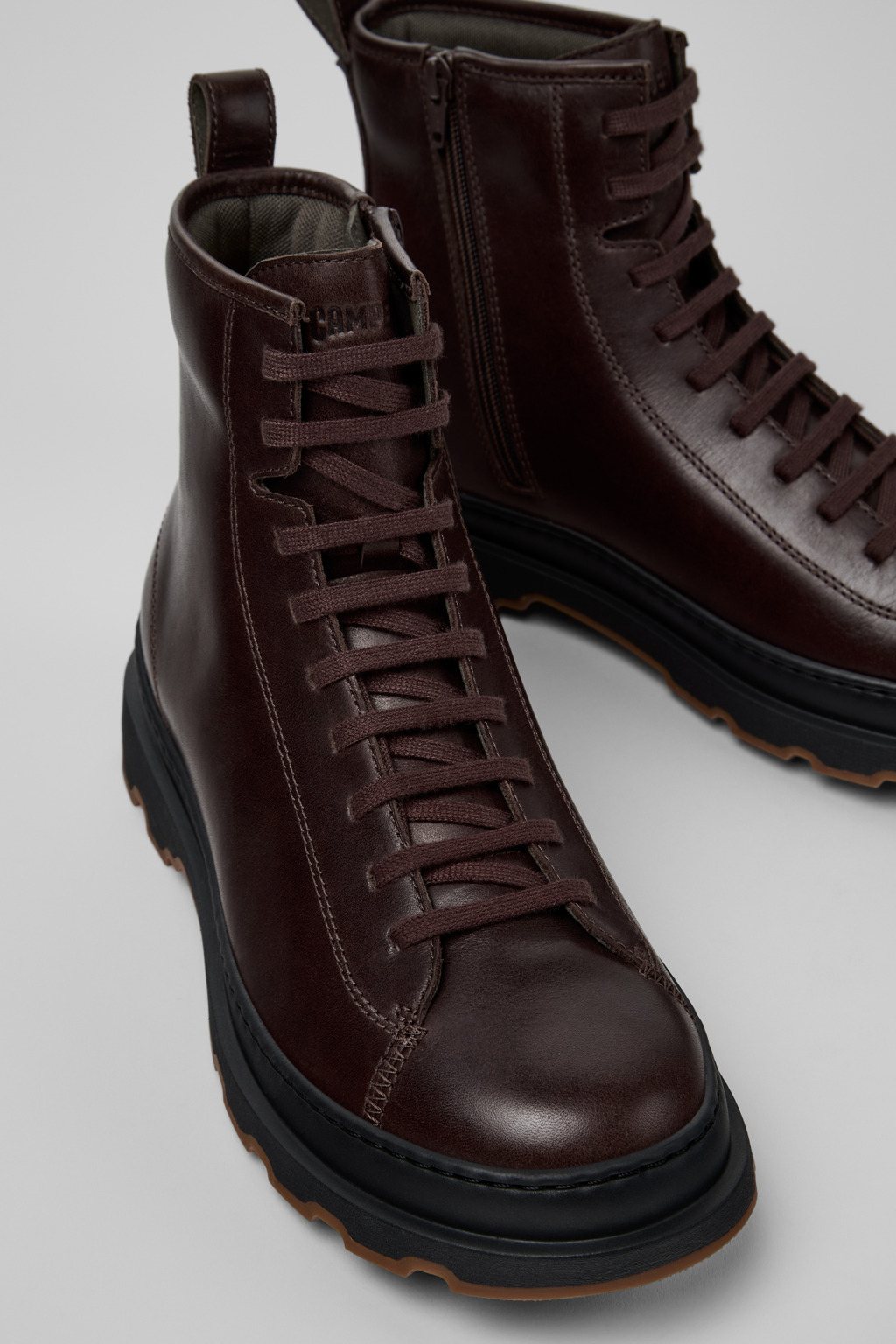 Brown Leather Mid Boots for Men. - 2