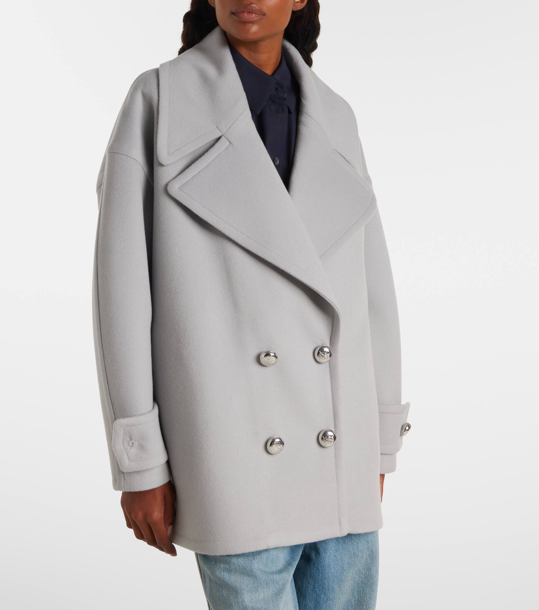Pebble double-breasted wool peacoat - 6