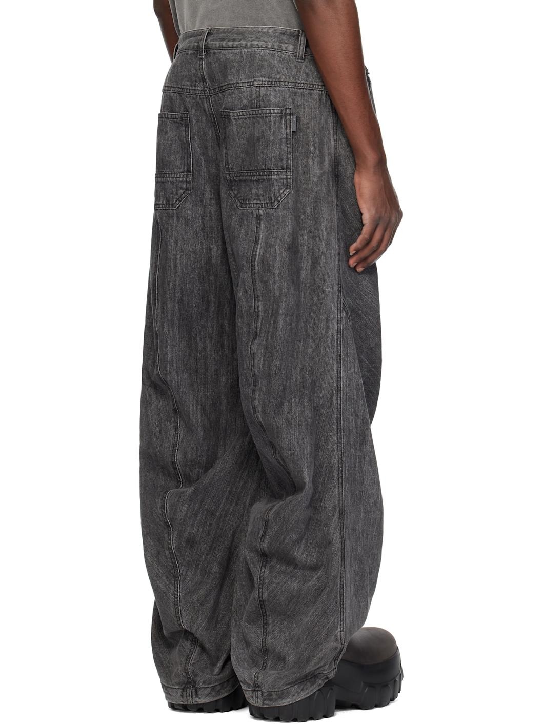 Juun. J Gray Washed Denim Front Seam Jeans - 3