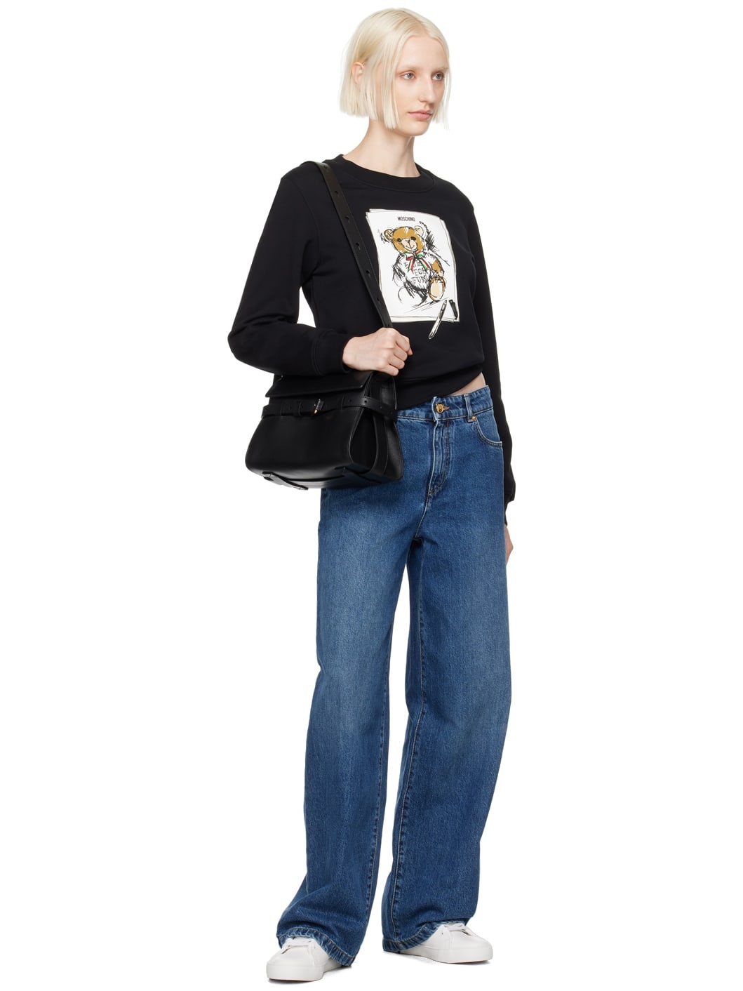 Black 'Moschino Tie Me' Medium Bag - 4