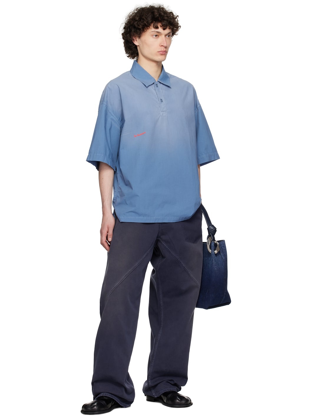 Blue Oversized Logo Polo - 4