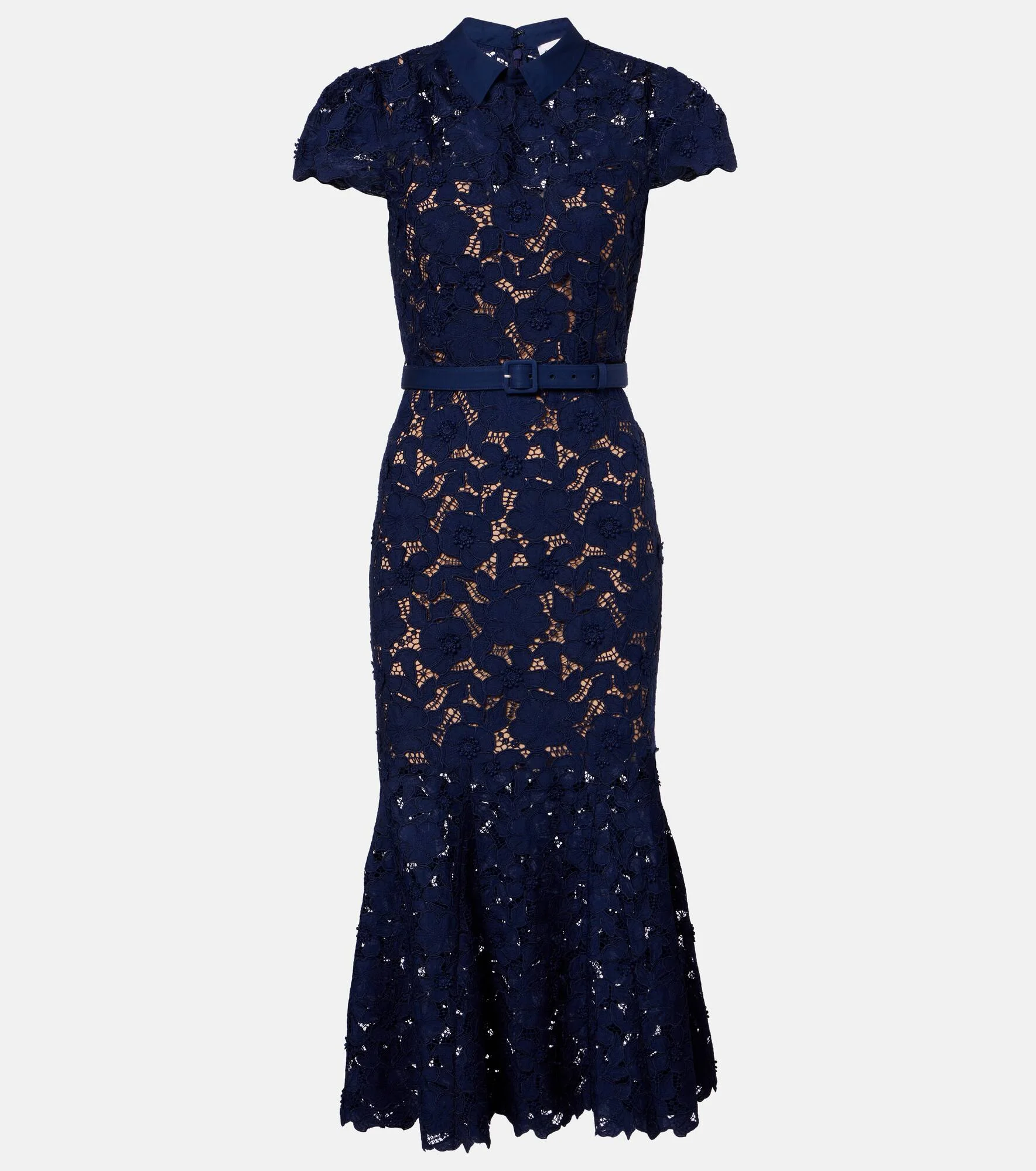 Belted lace midi dress - 1