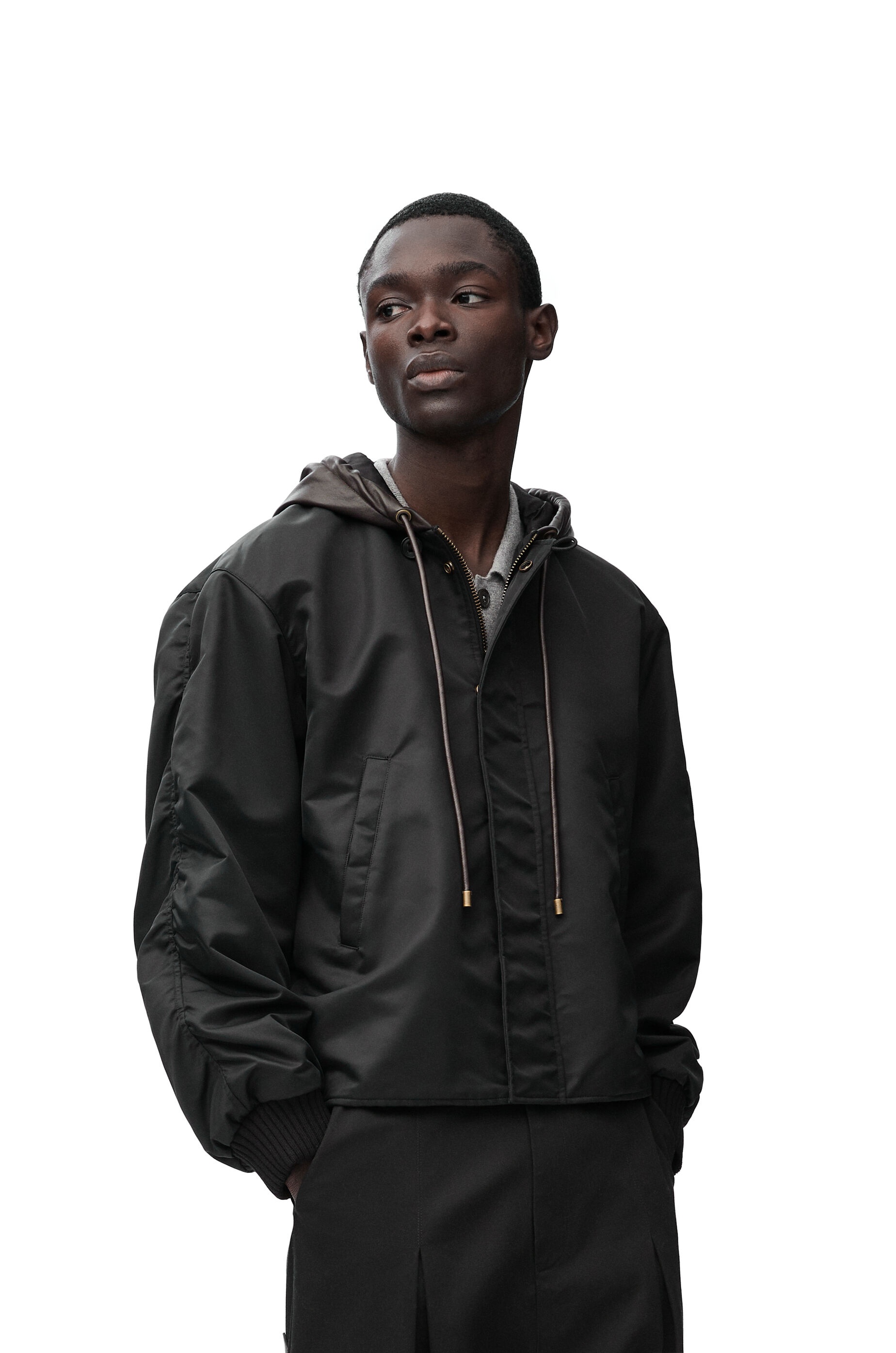 Hooded bomber jacket in nylon - 3