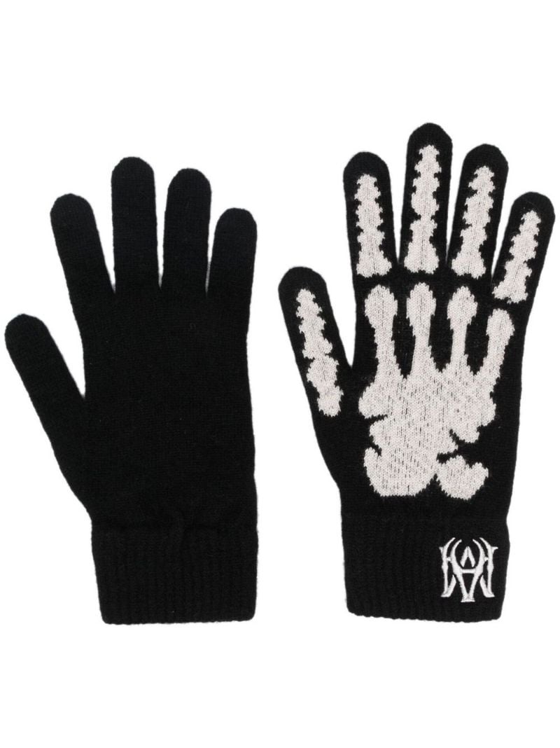 cashmere embroidered-logo gloves - 1