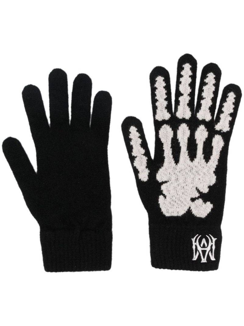 cashmere embroidered-logo gloves 1